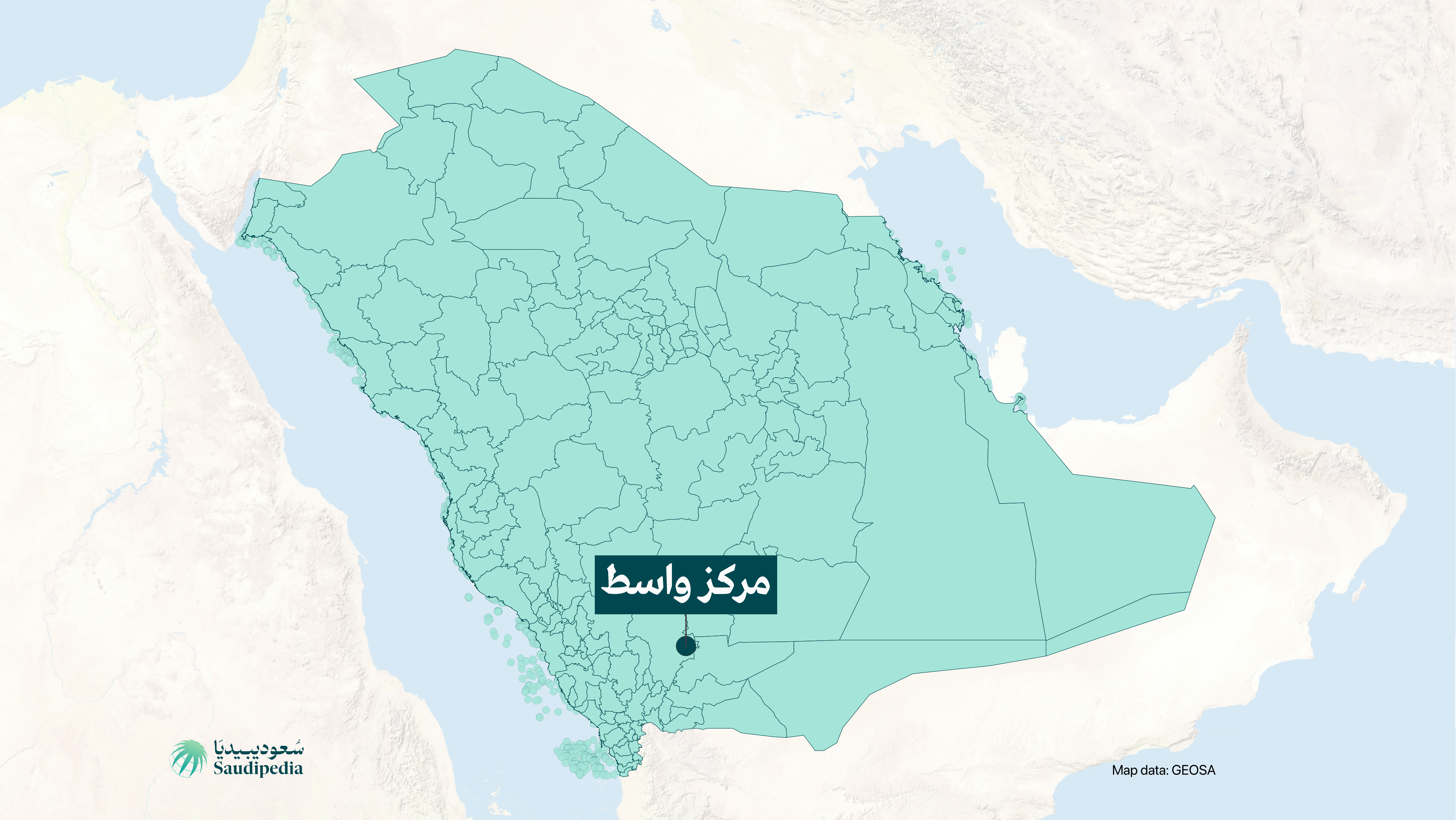 مركز واسط على خارطة السعودية