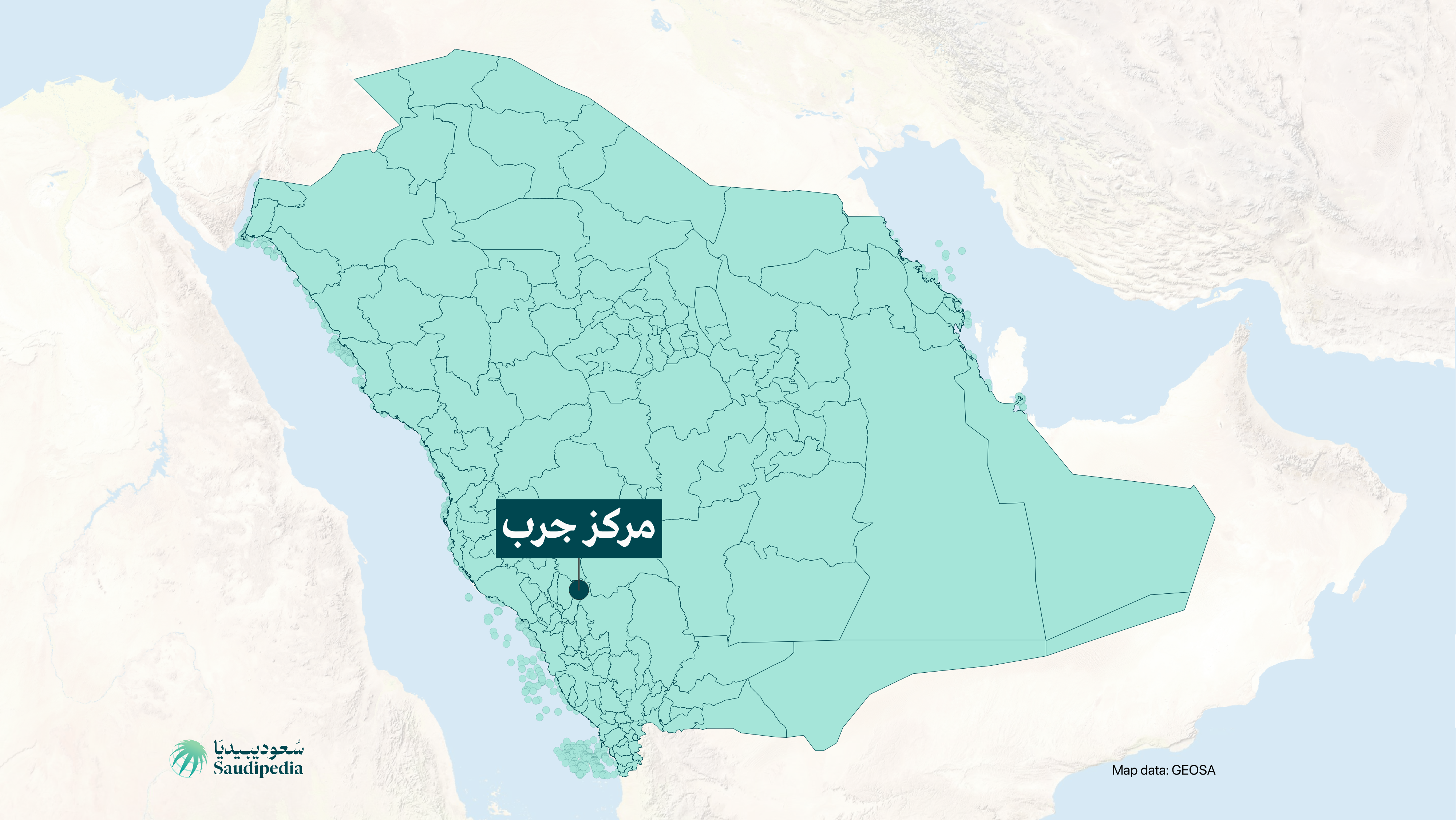 مركز جرب على خارطة السعودية