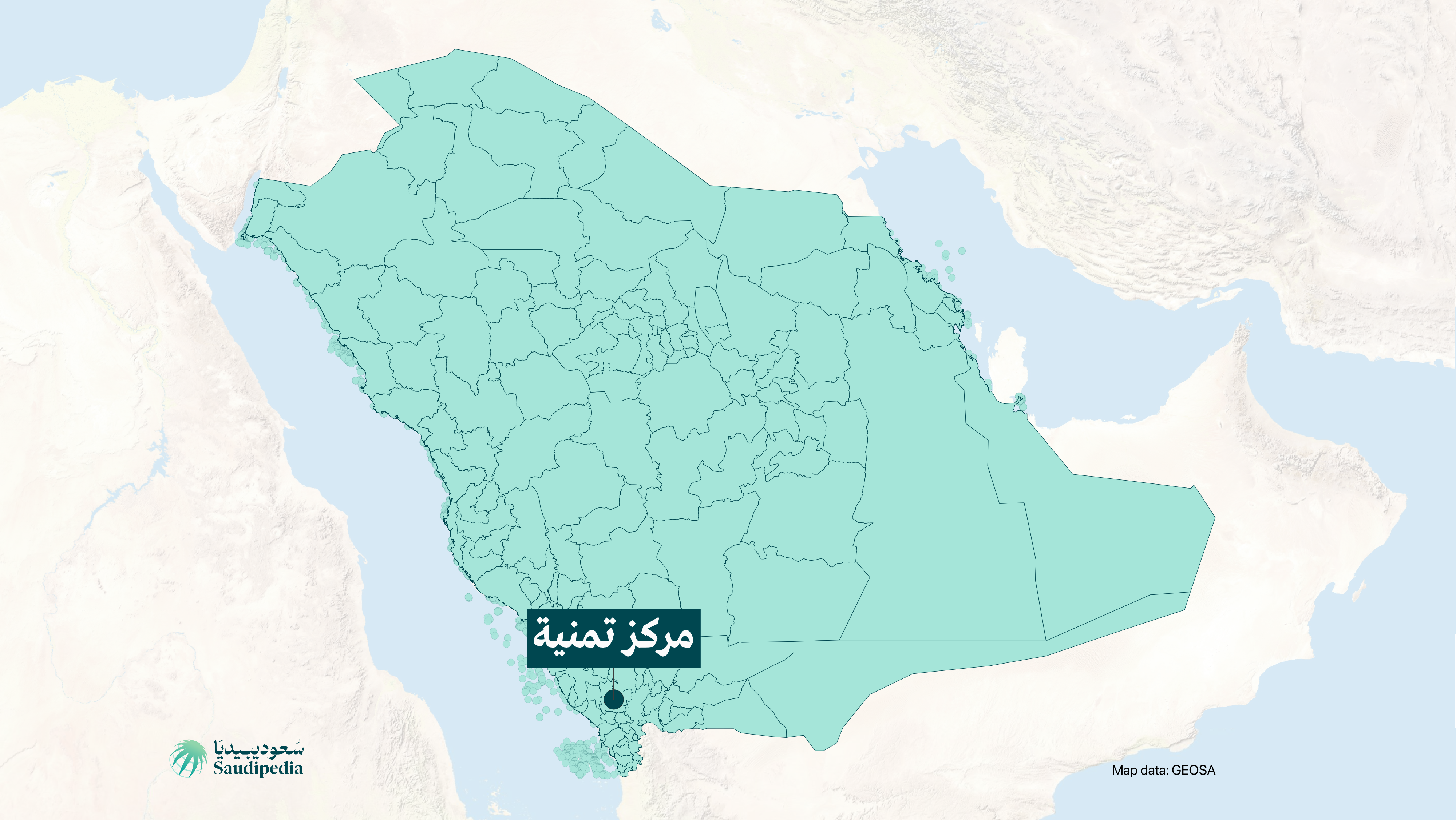مركز تمنية على خارطة السعودية