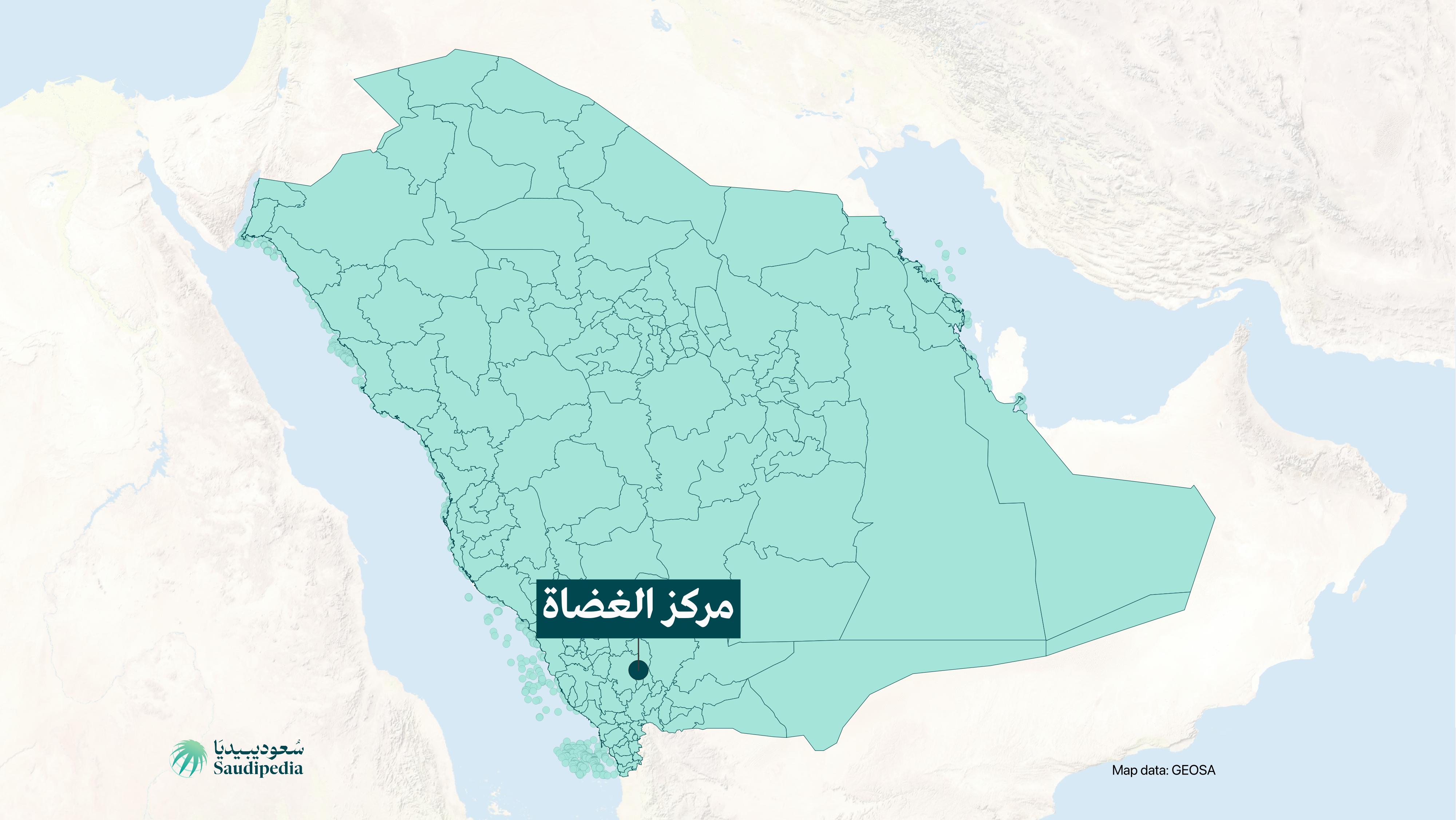 مركز الغضاة على خارطة السعودية
