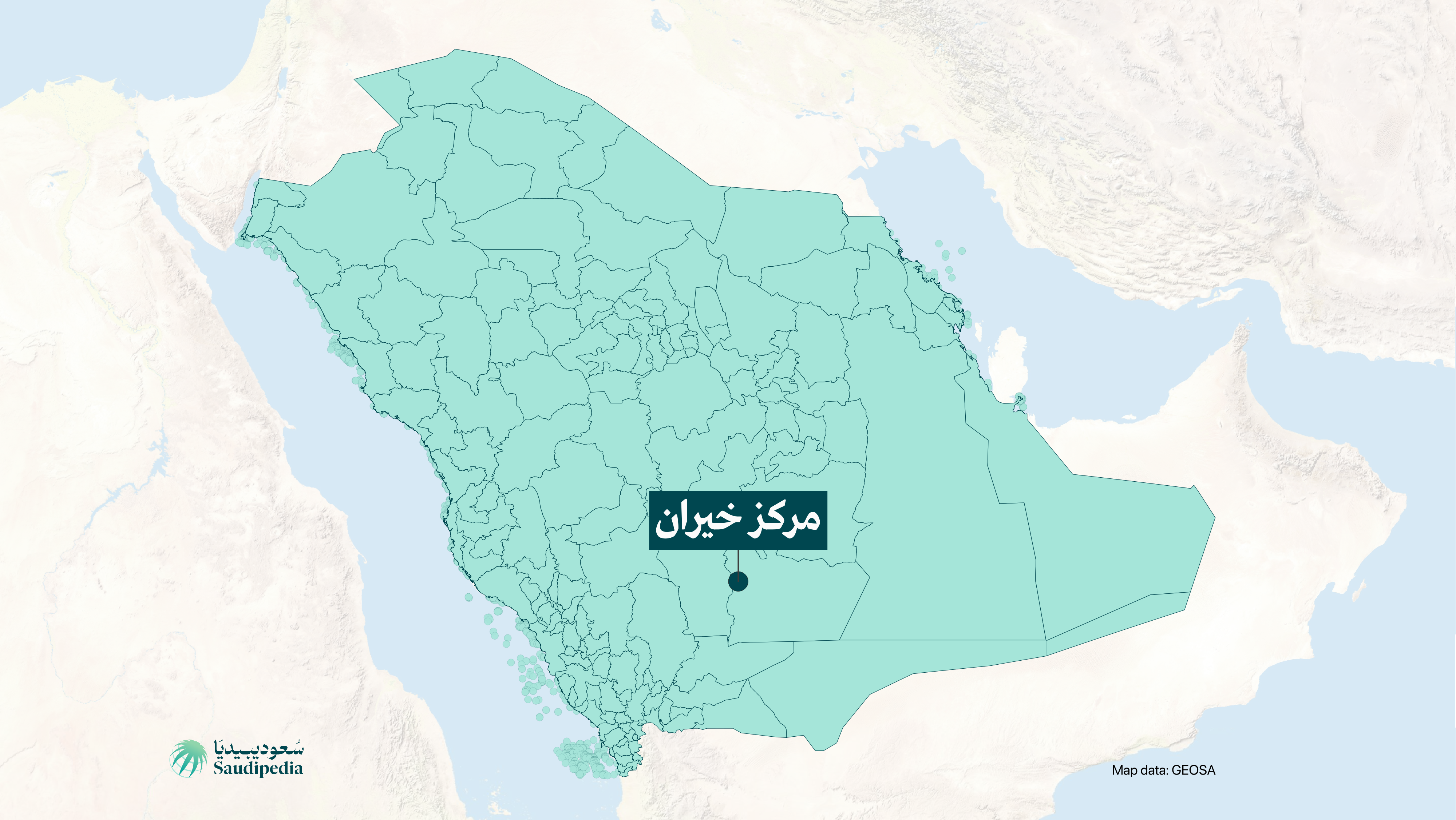 مركز خيران  على خارطة السعودية