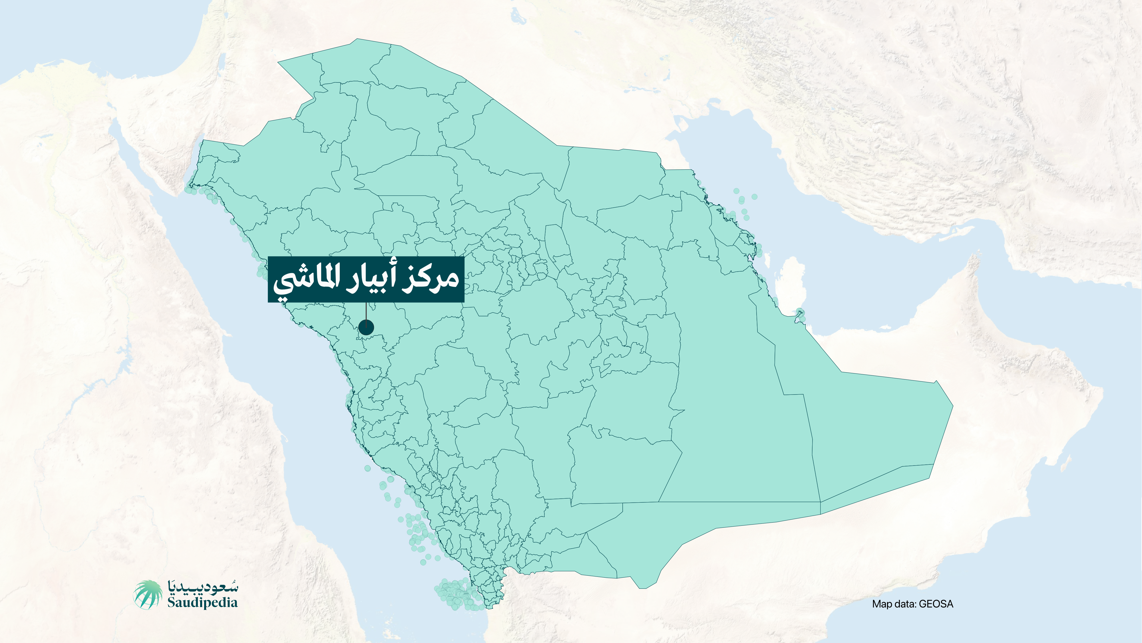 مركز أبيار الماشي على خارطة السعودية