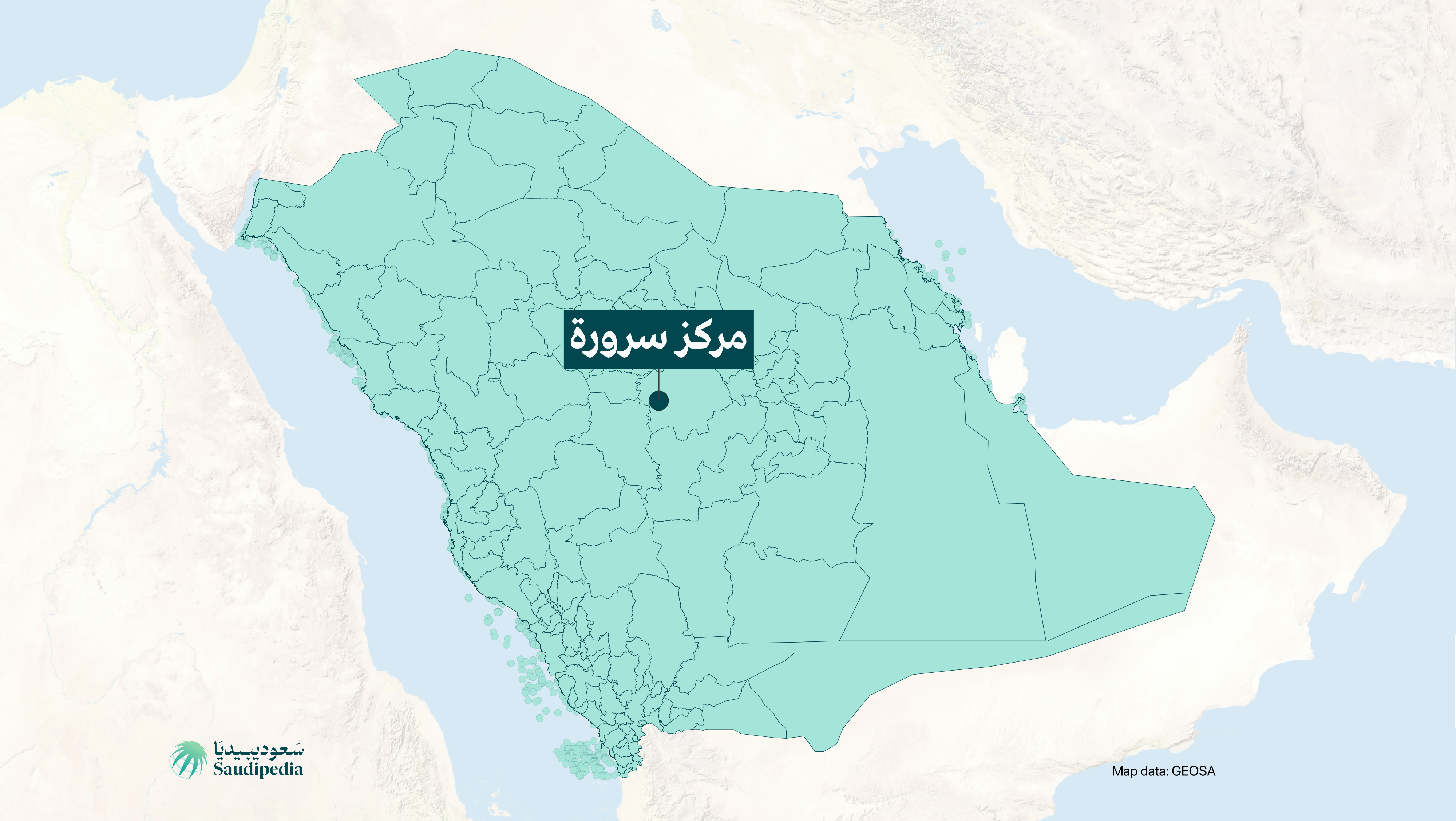 مركز سرورة على خارطة السعودية