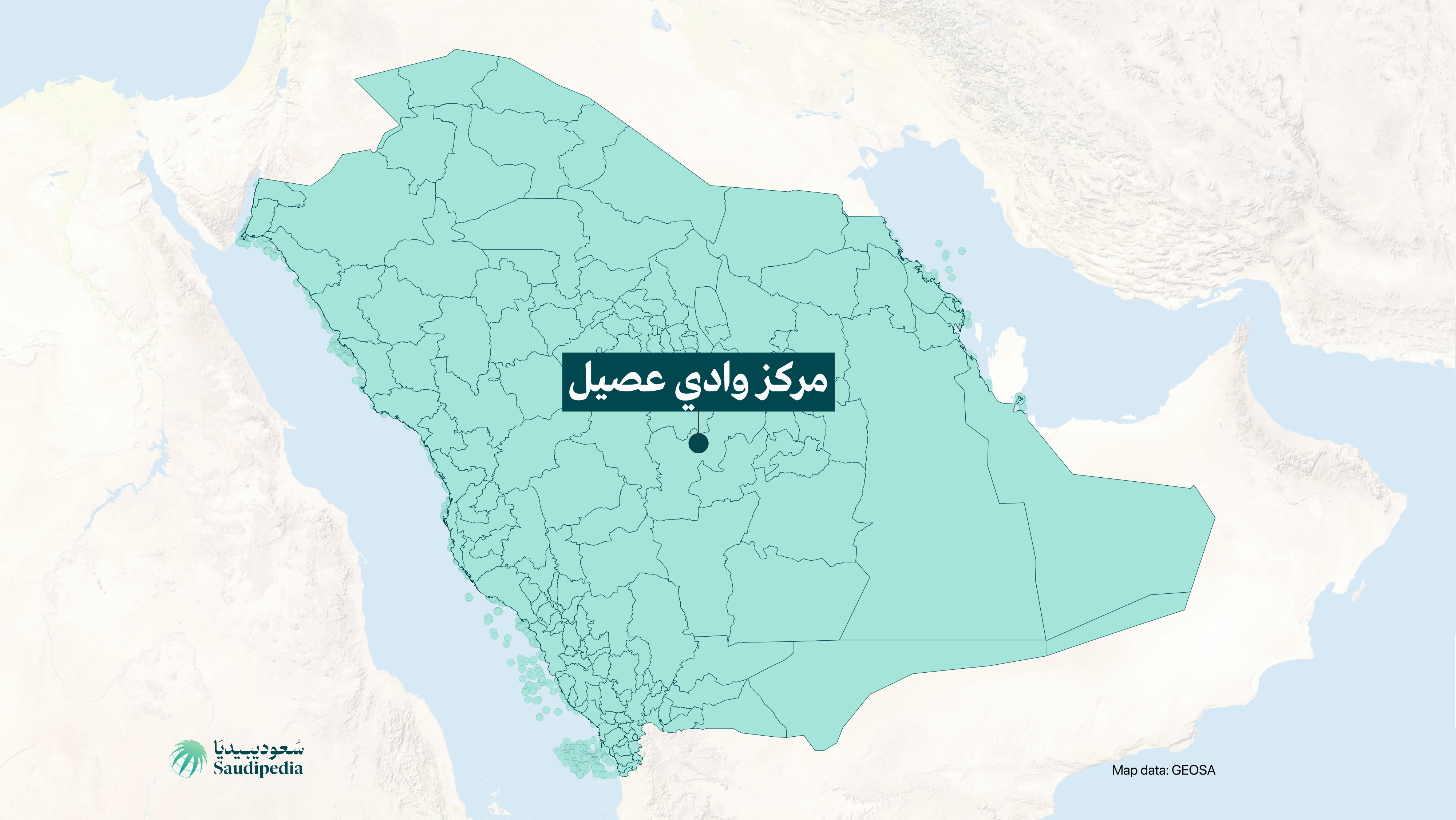 مركز وادي عصيل على خارطة السعودية