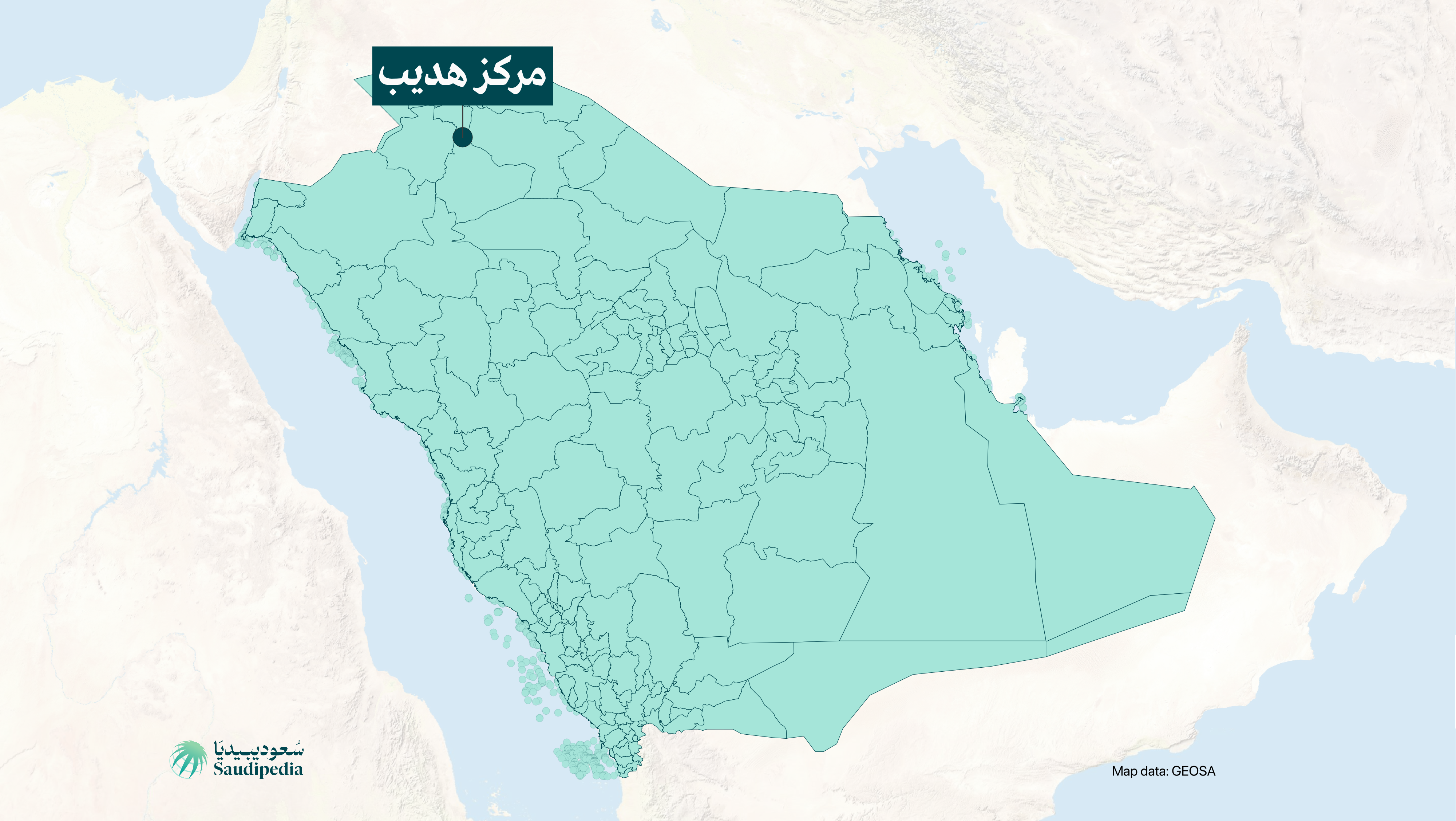 مركز هديب على خارطة السعودية