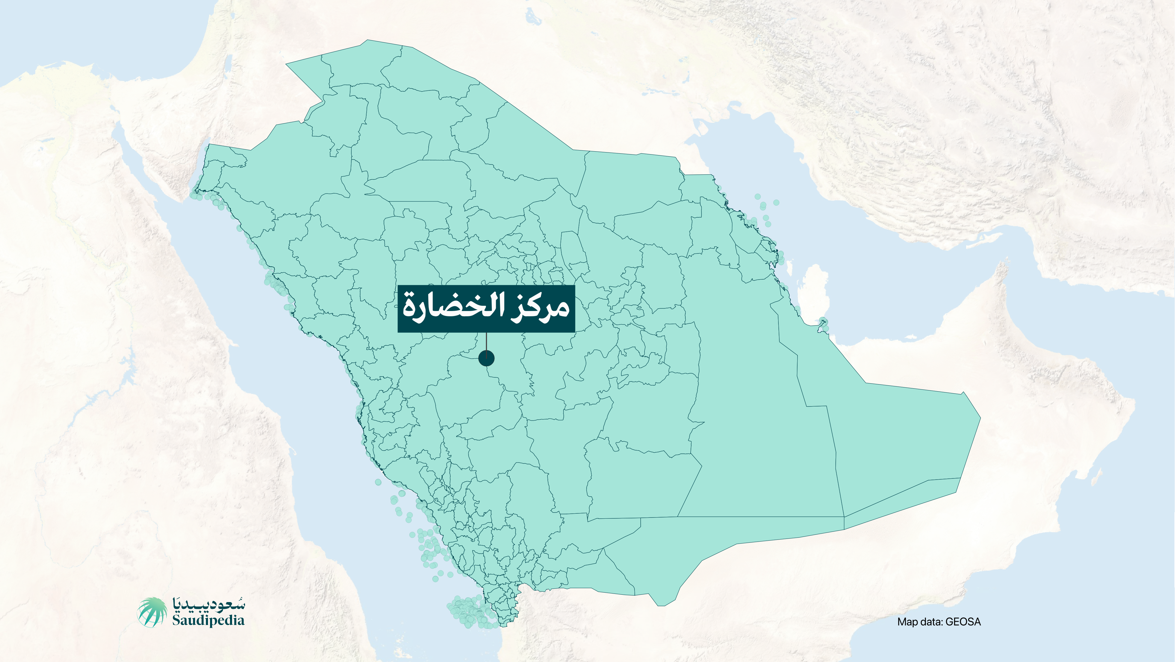 مركز الخضارة على خارطة السعودية