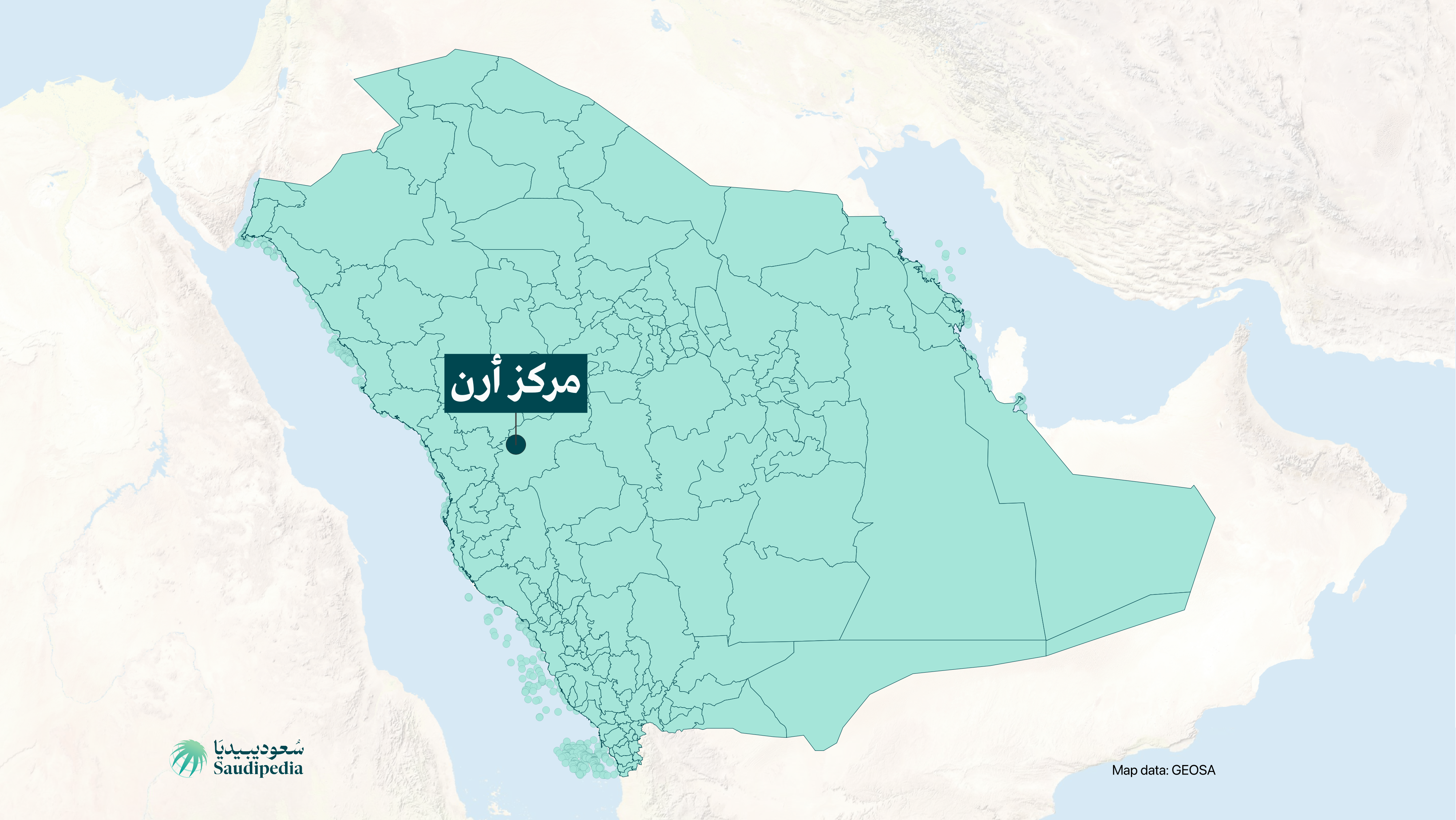 مركز أرن على خارطة السعودية