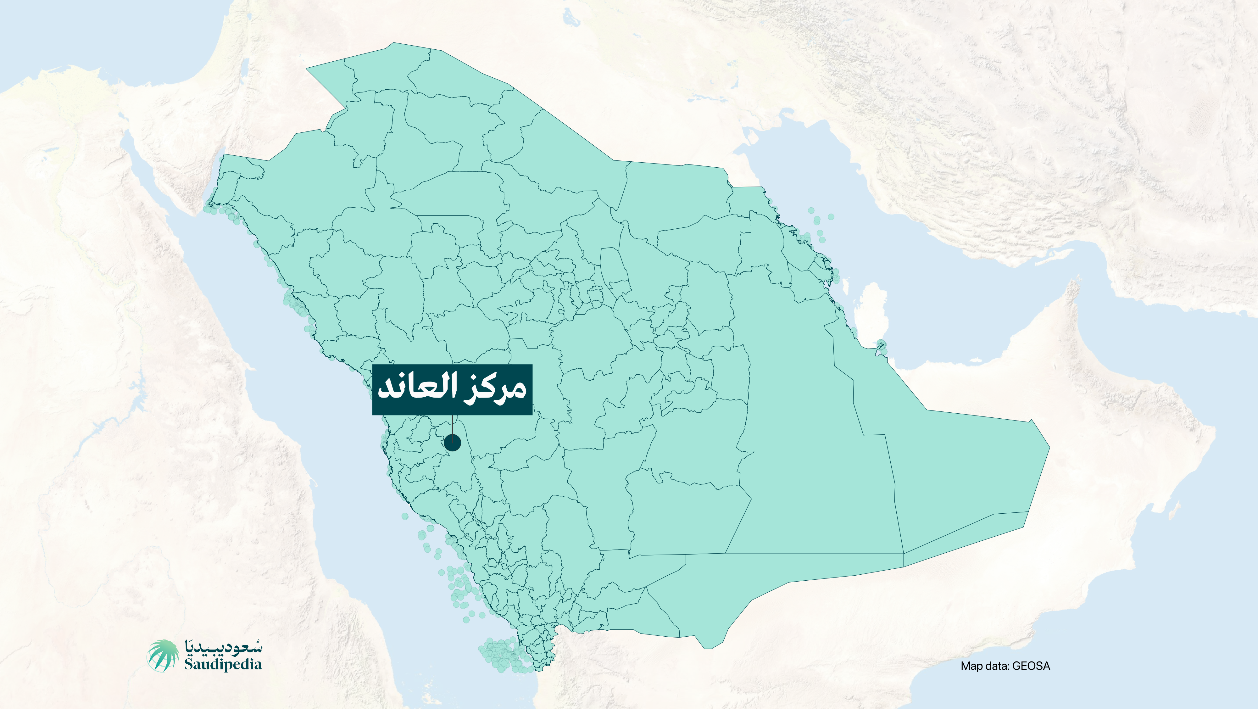 موقع مركز العاند على خارطة السعودية