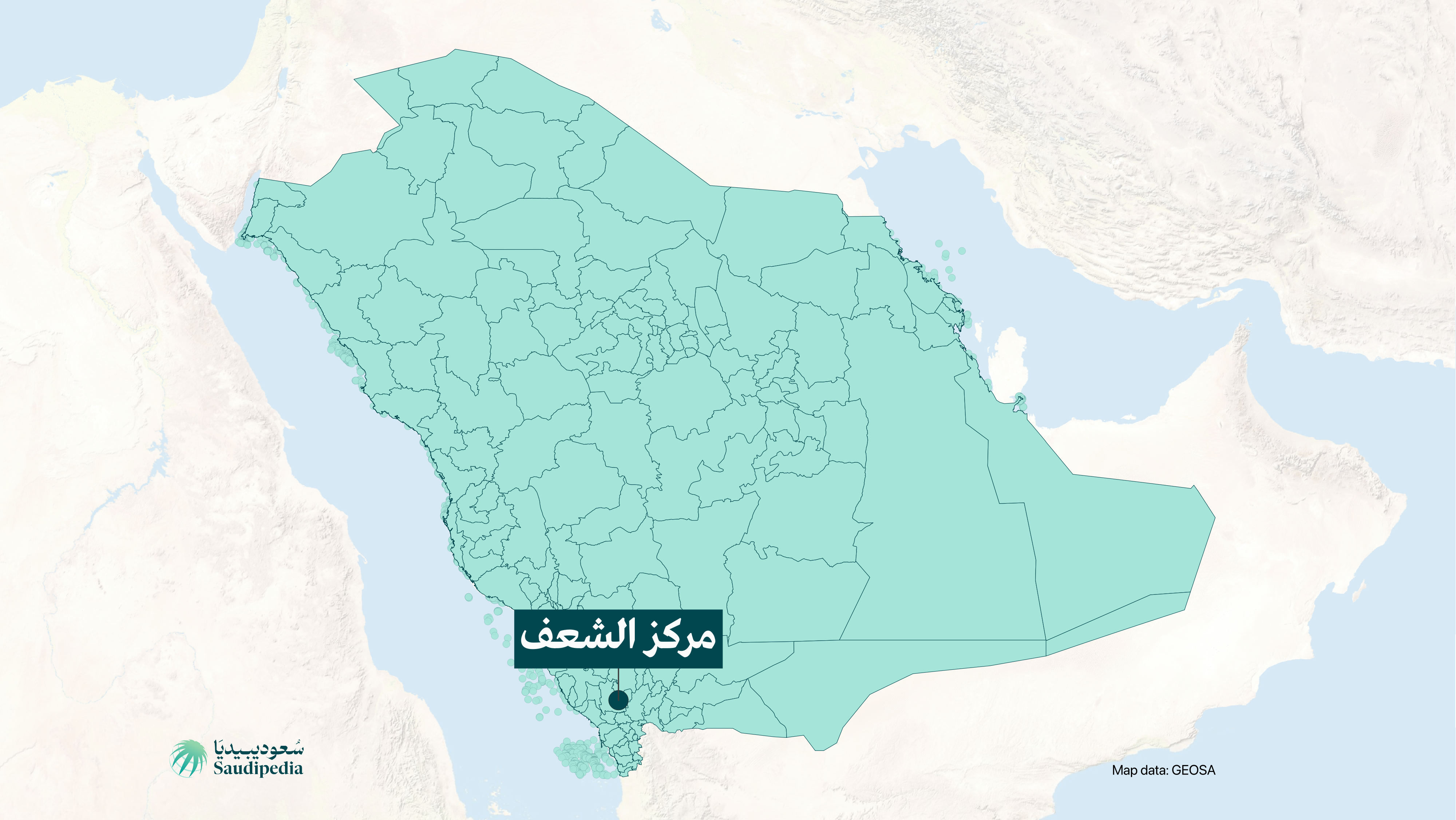 مركز الشعف على خارطة السعودية