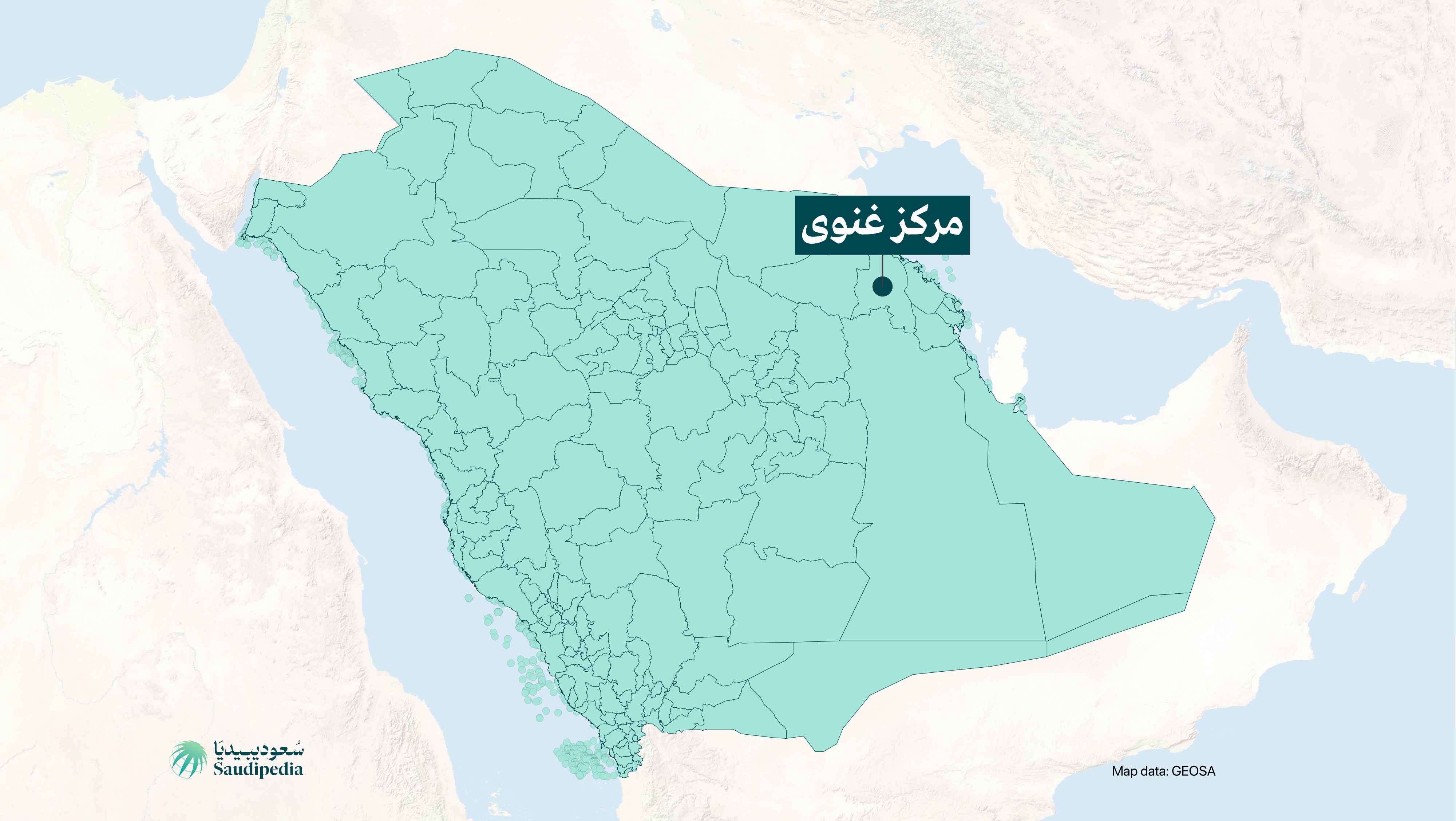 مركز غنوى على خارطة السعودية
