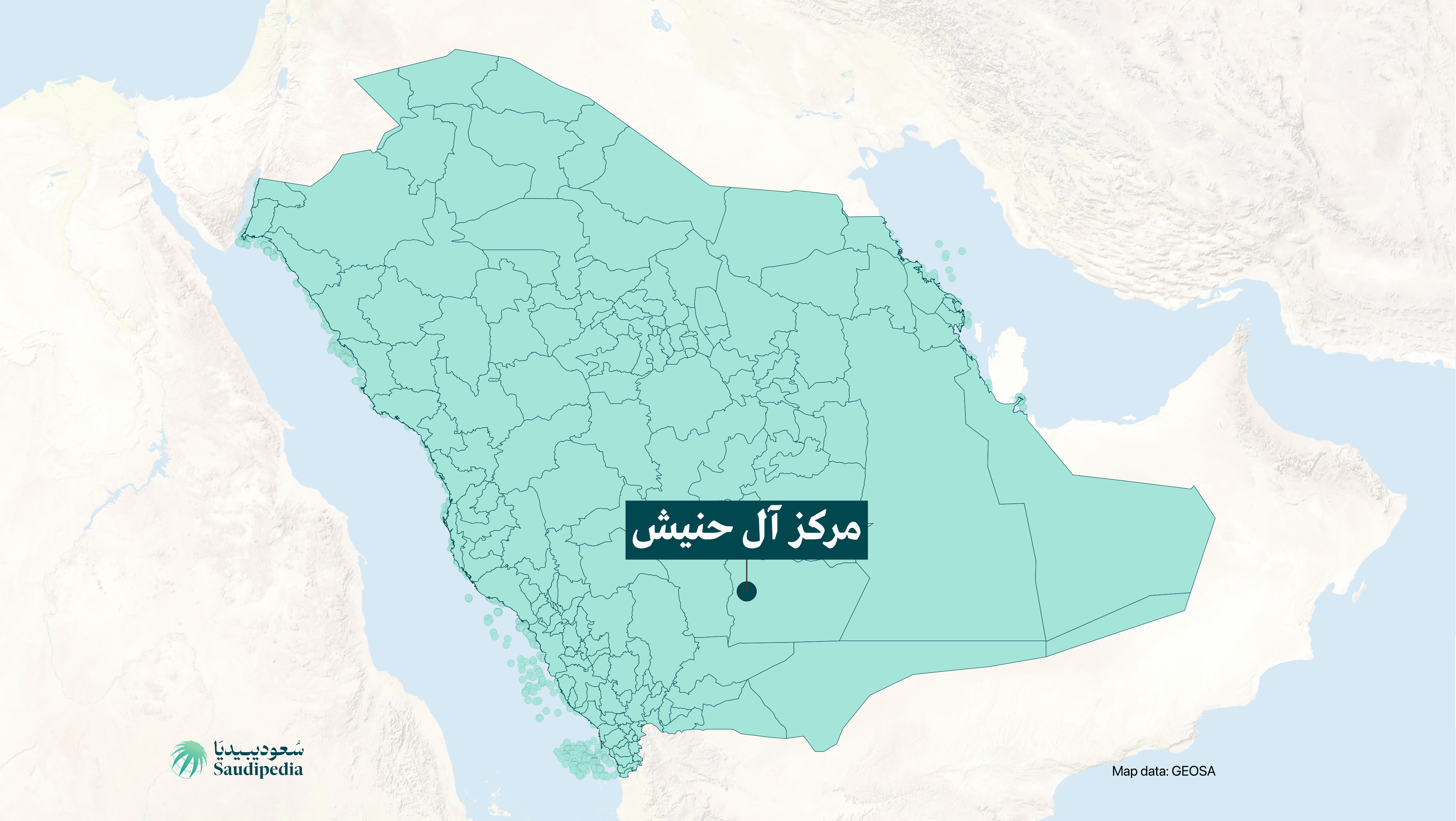 مركز آل حنيش على خارطة السعودية