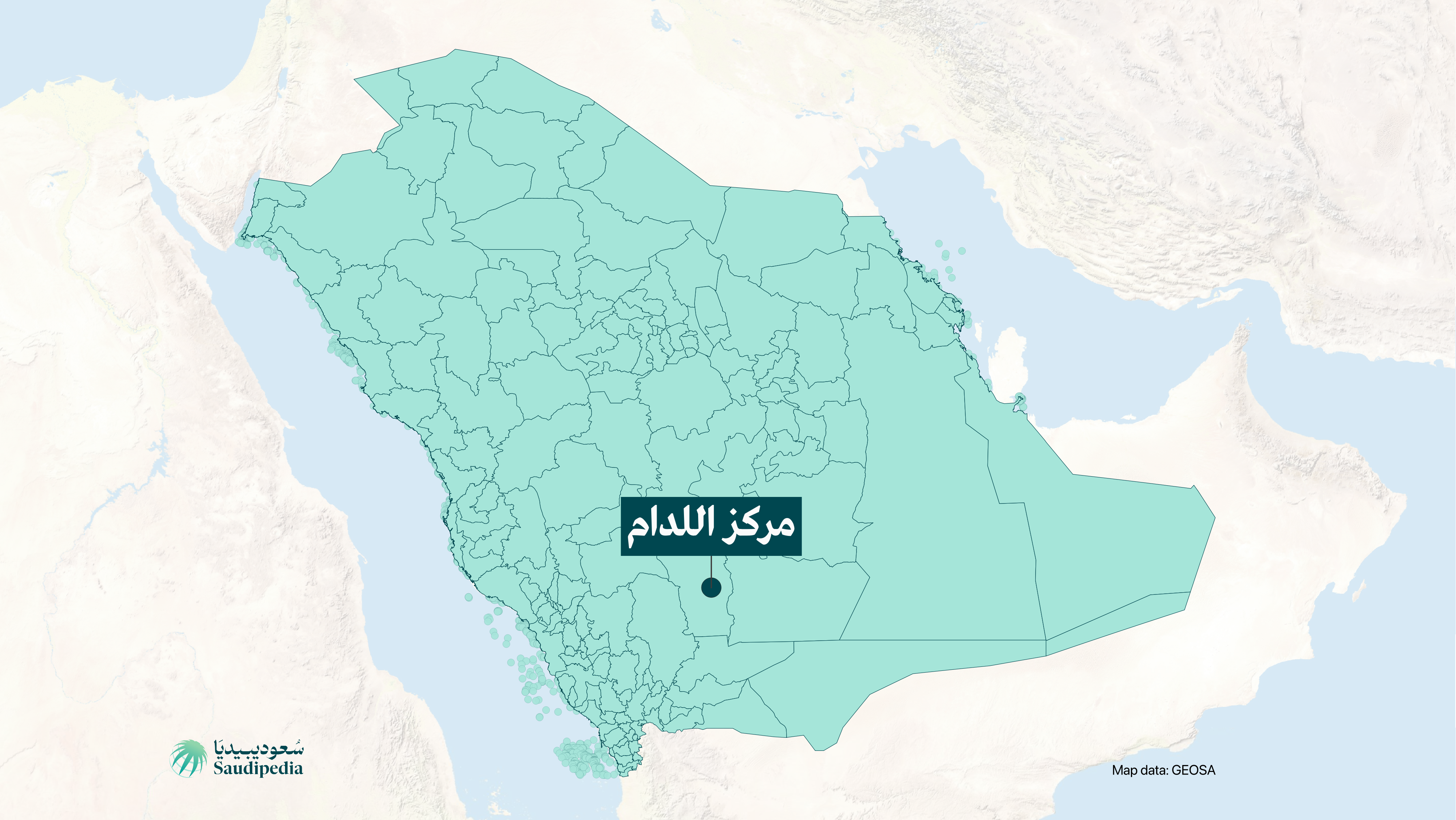 مركز اللدام على خارطة السعودية