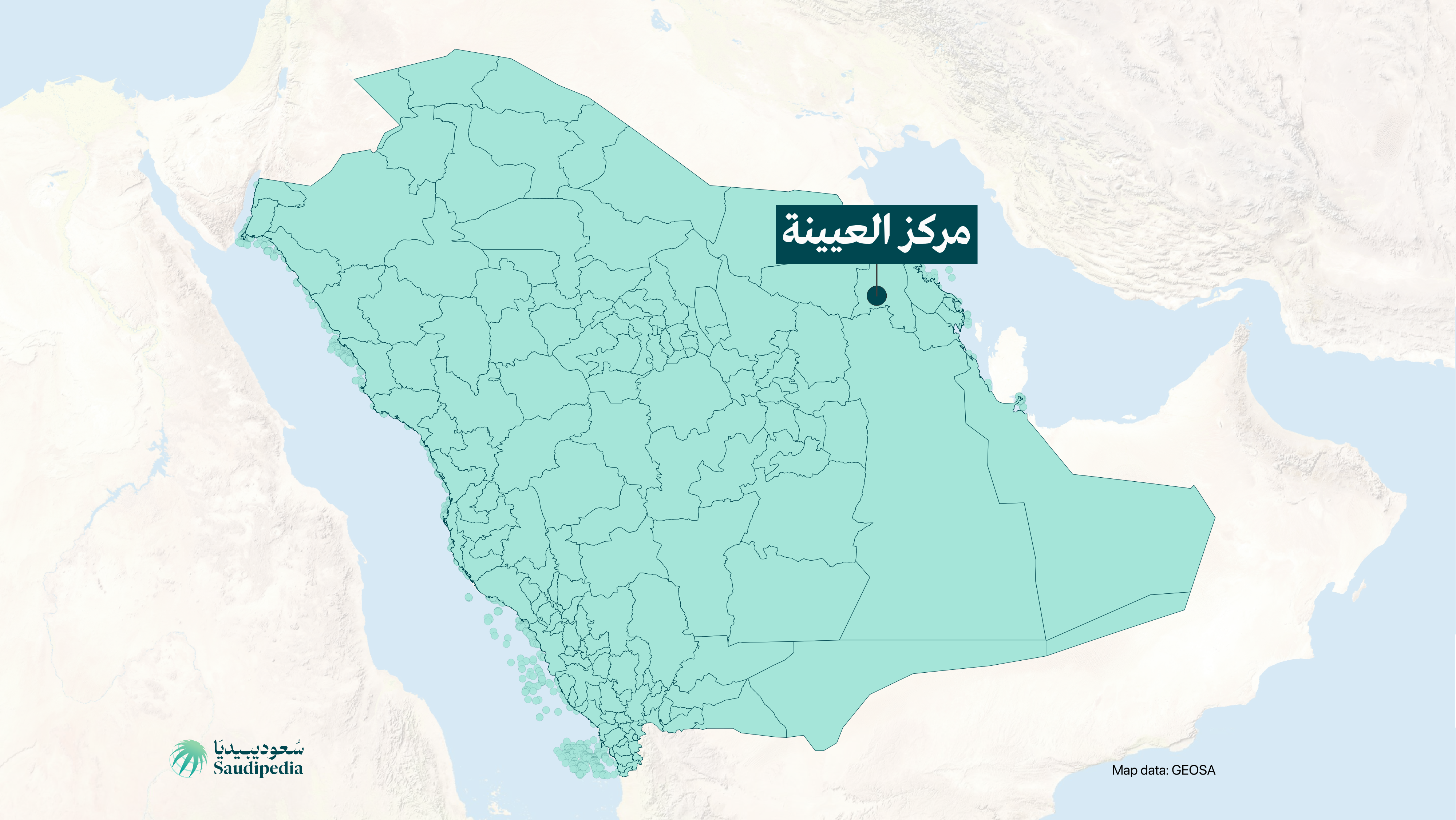 موقع مركز العيينة لى خارطة السعودية