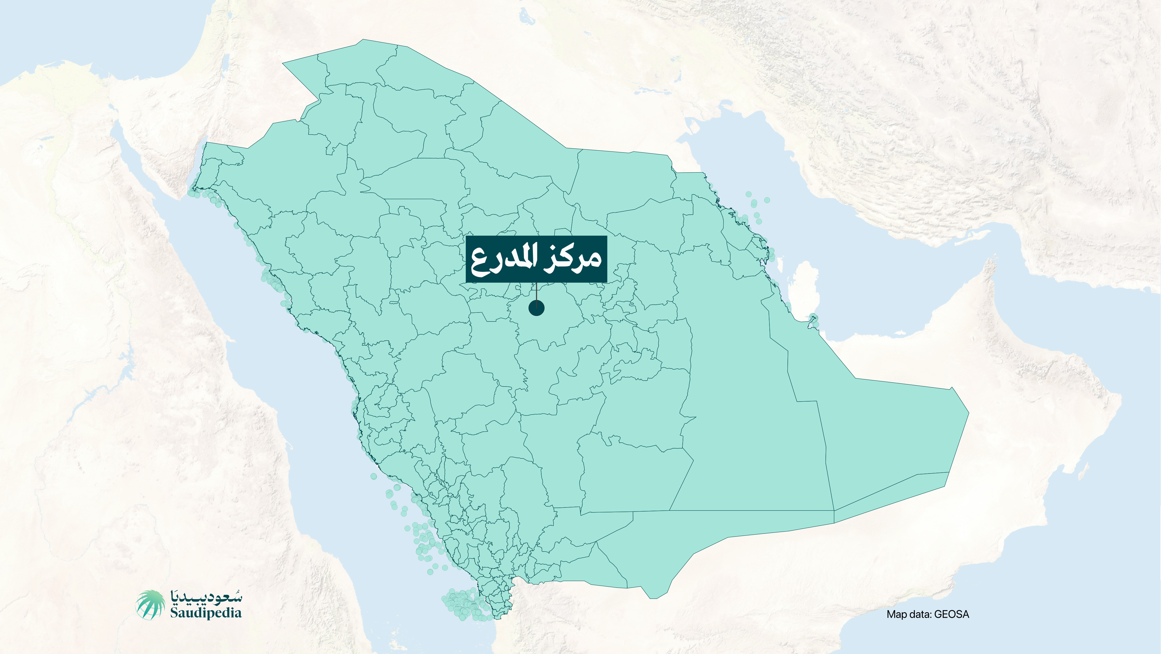 مركز المدرع على خارطة السعودية