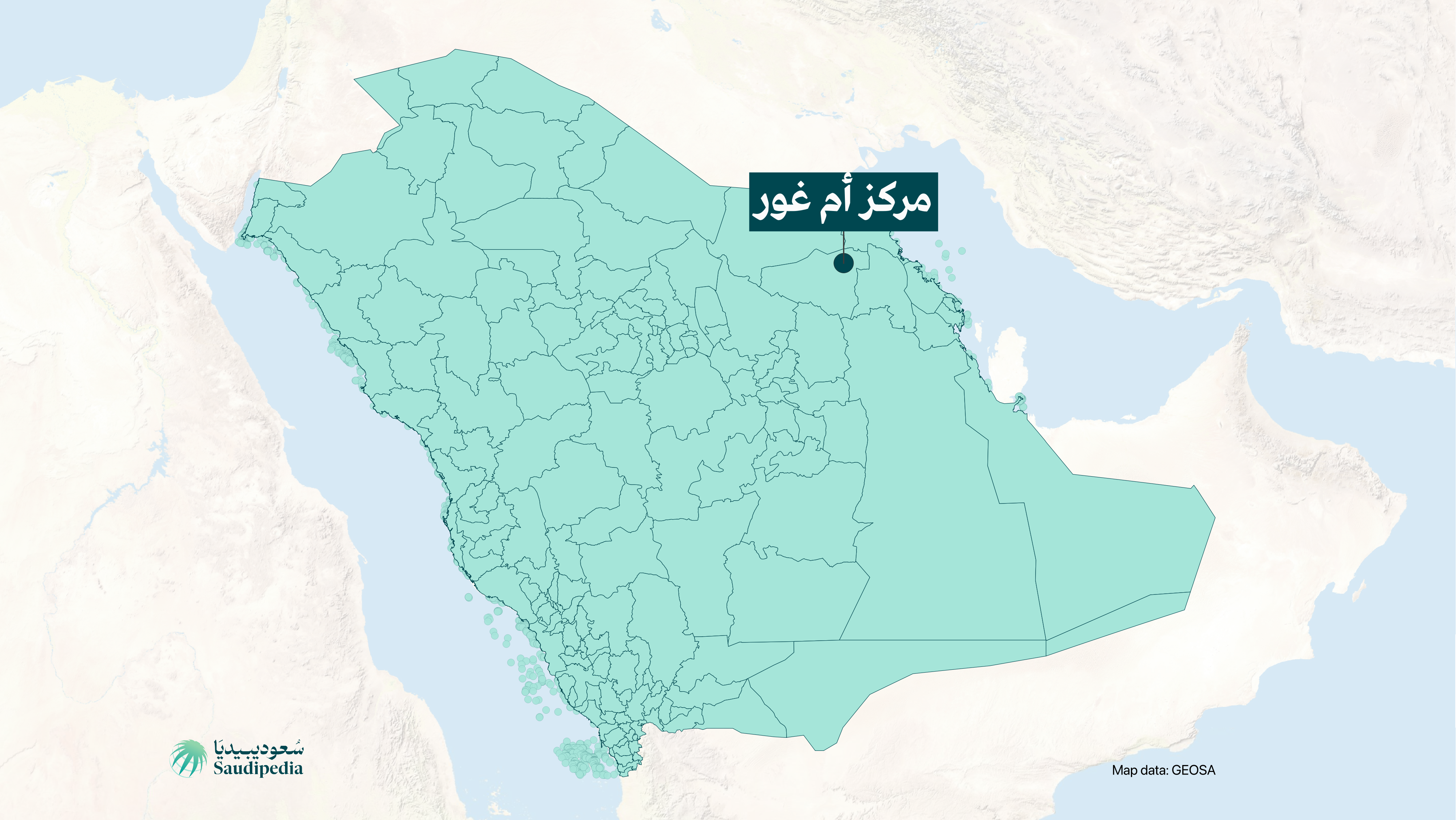 مركز أم غور على خارطة السعودية