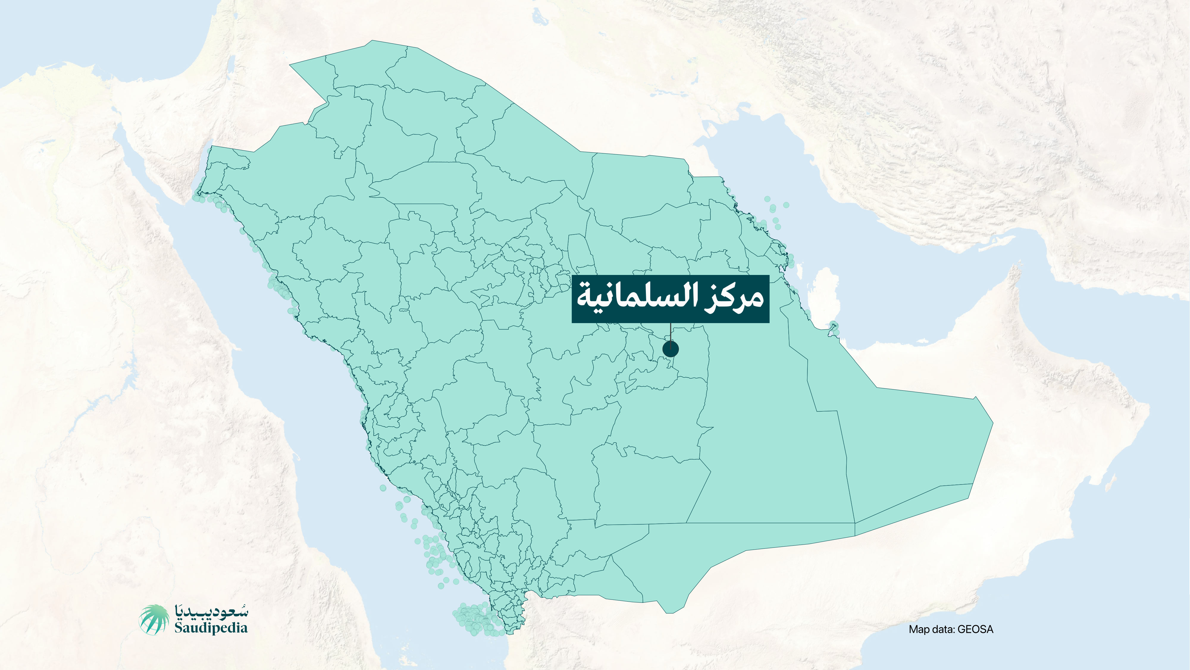 مركز السلمانية على خارطة السعودية