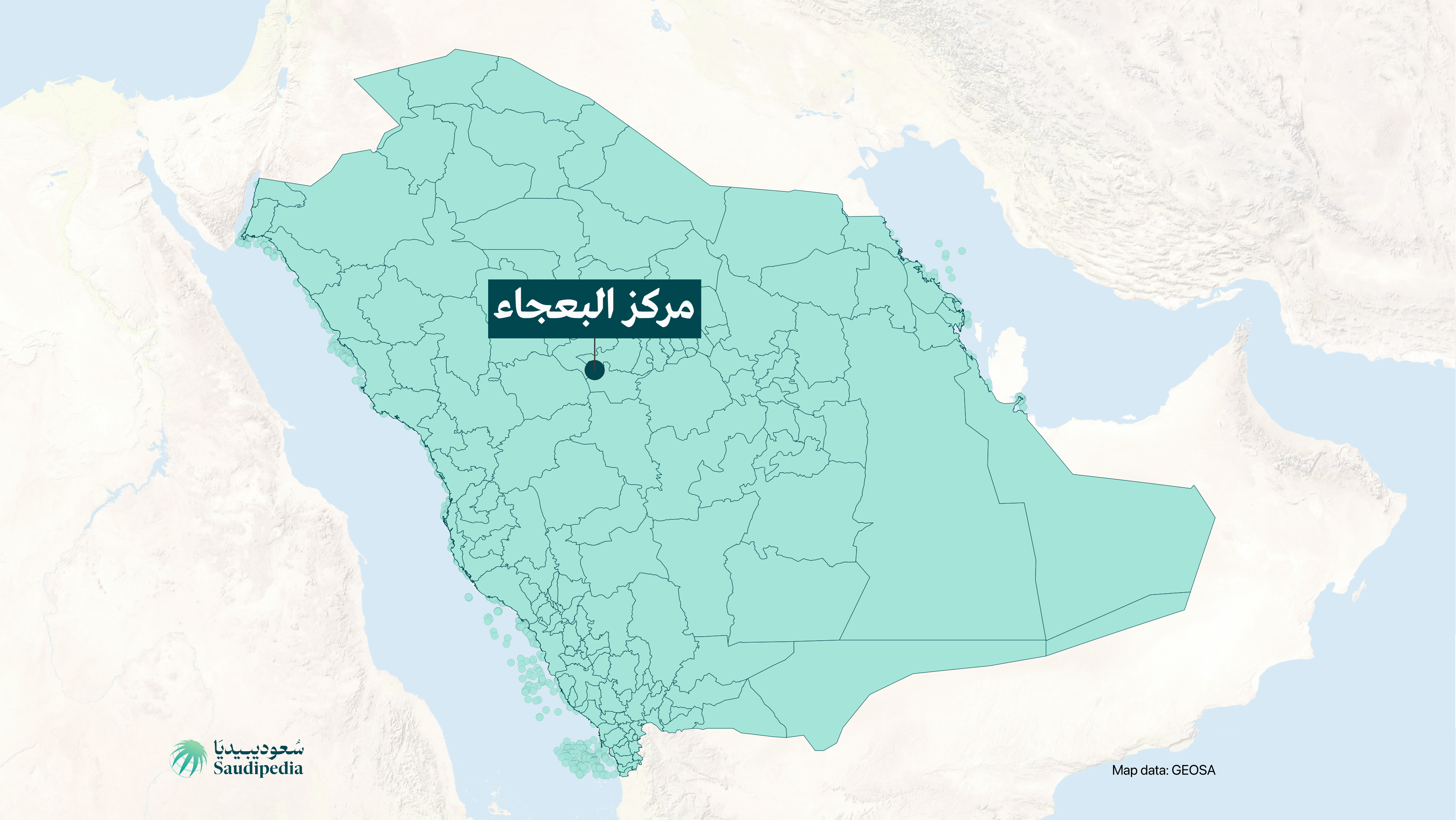 مركز البعجاء على خارطة السعودية