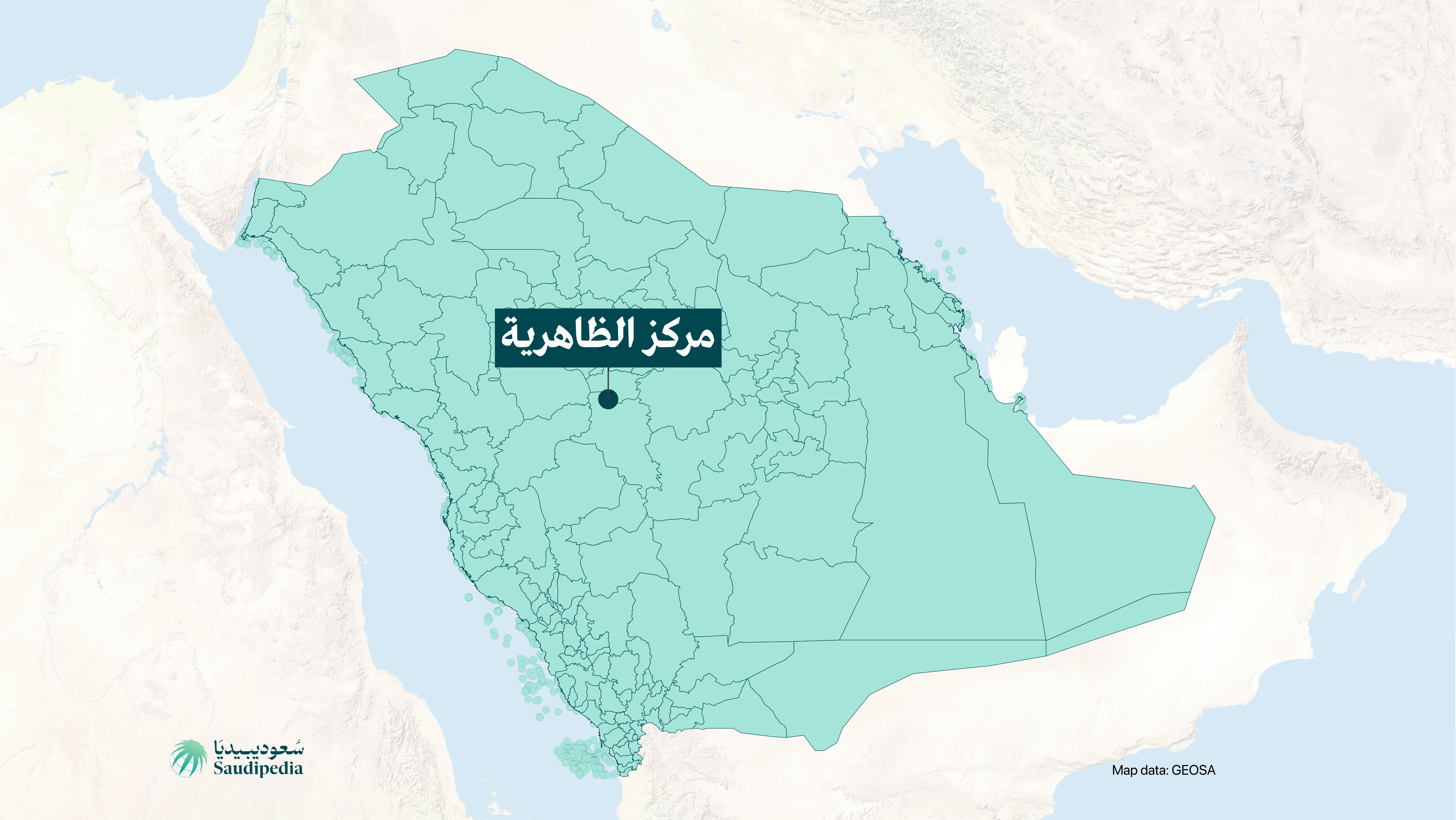 مركز الظاهرية على خارطة السعودية