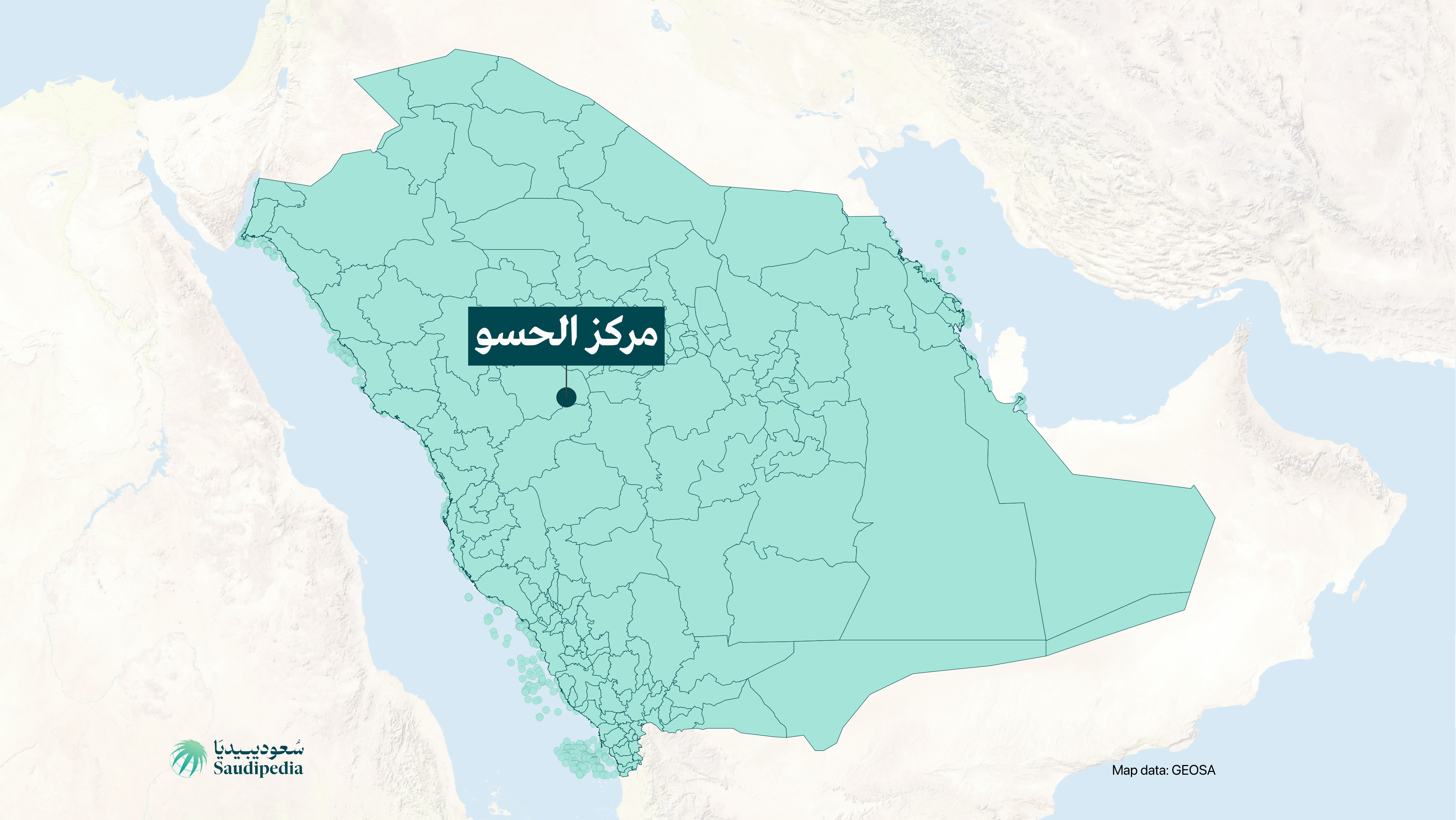مركز الحسو على خارطة السعودية