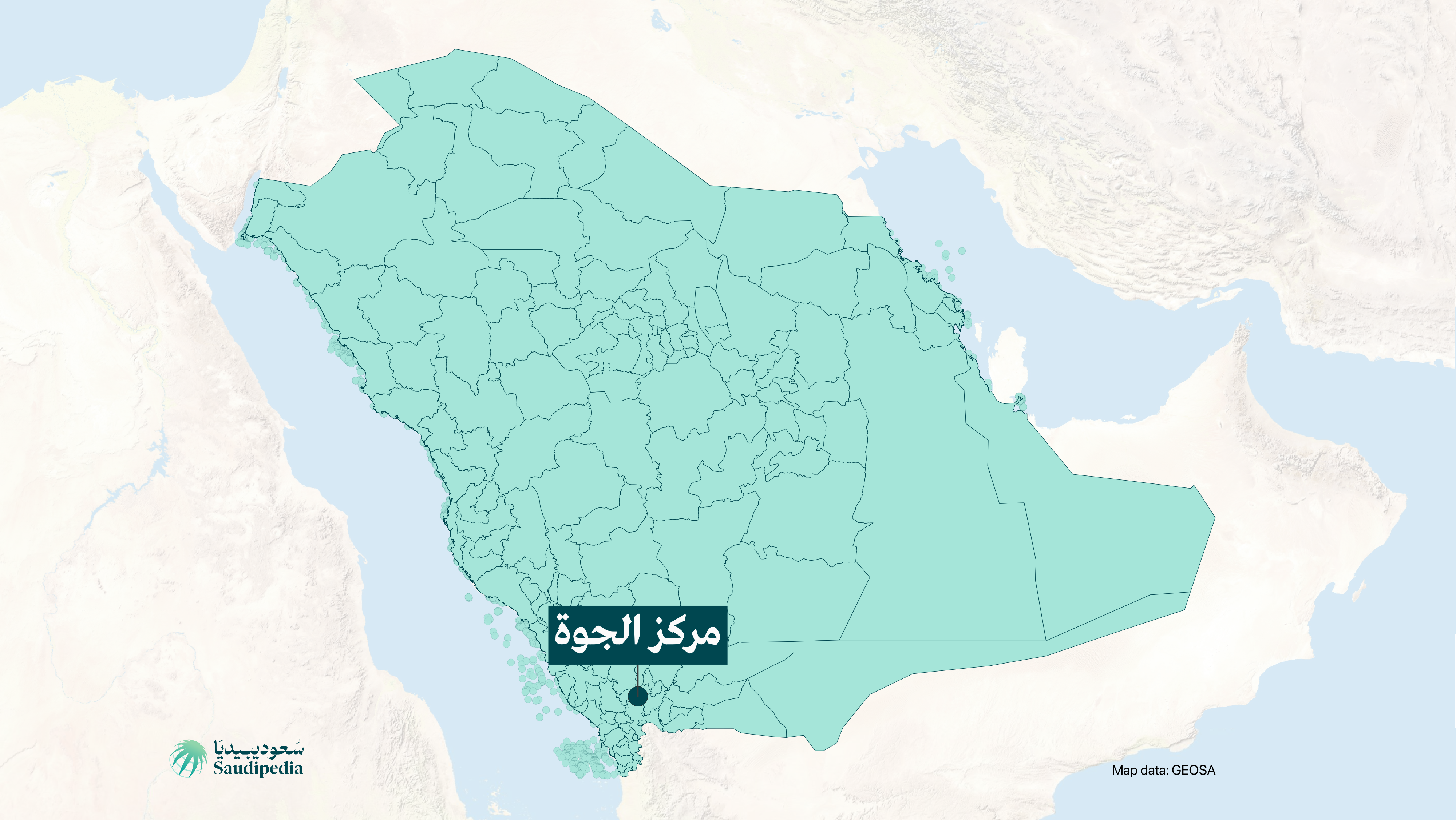 مركز الجوة على خارطة السعودية