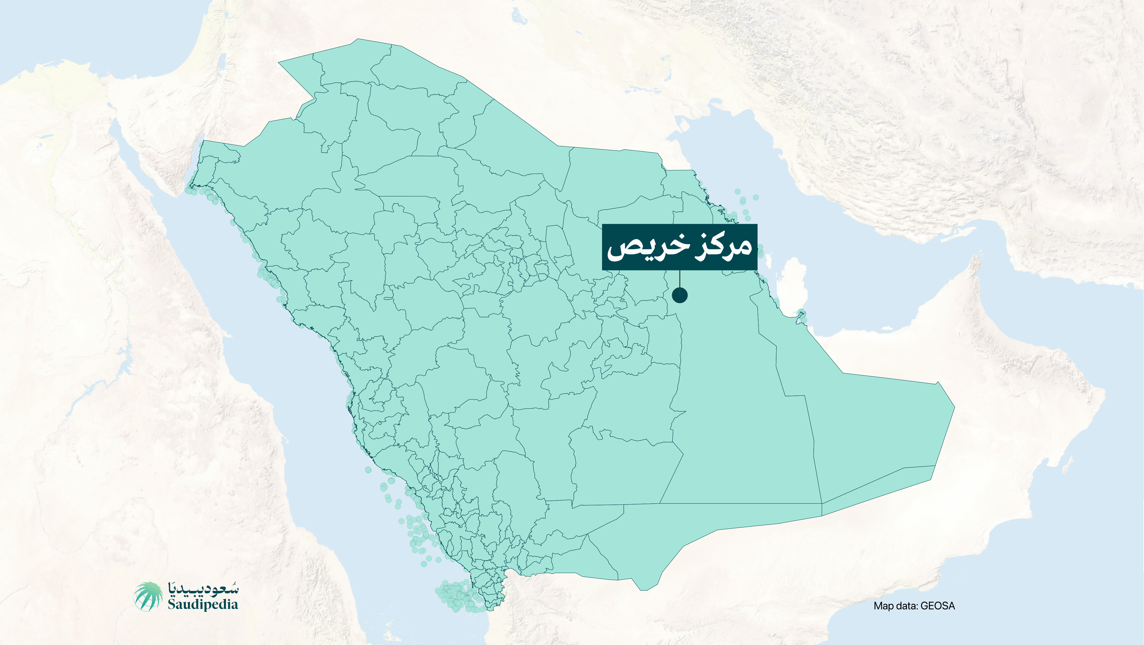 مركز خريص على خارطة السعودية