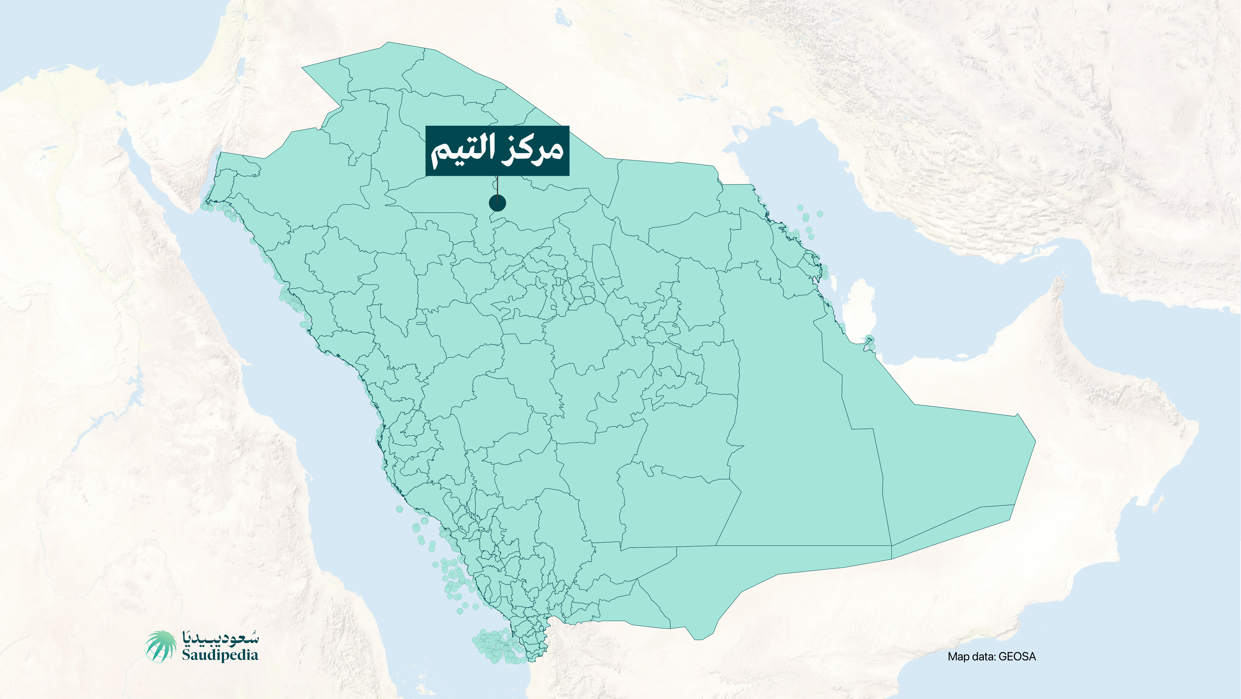 مركز التيم على خارطة السعودية