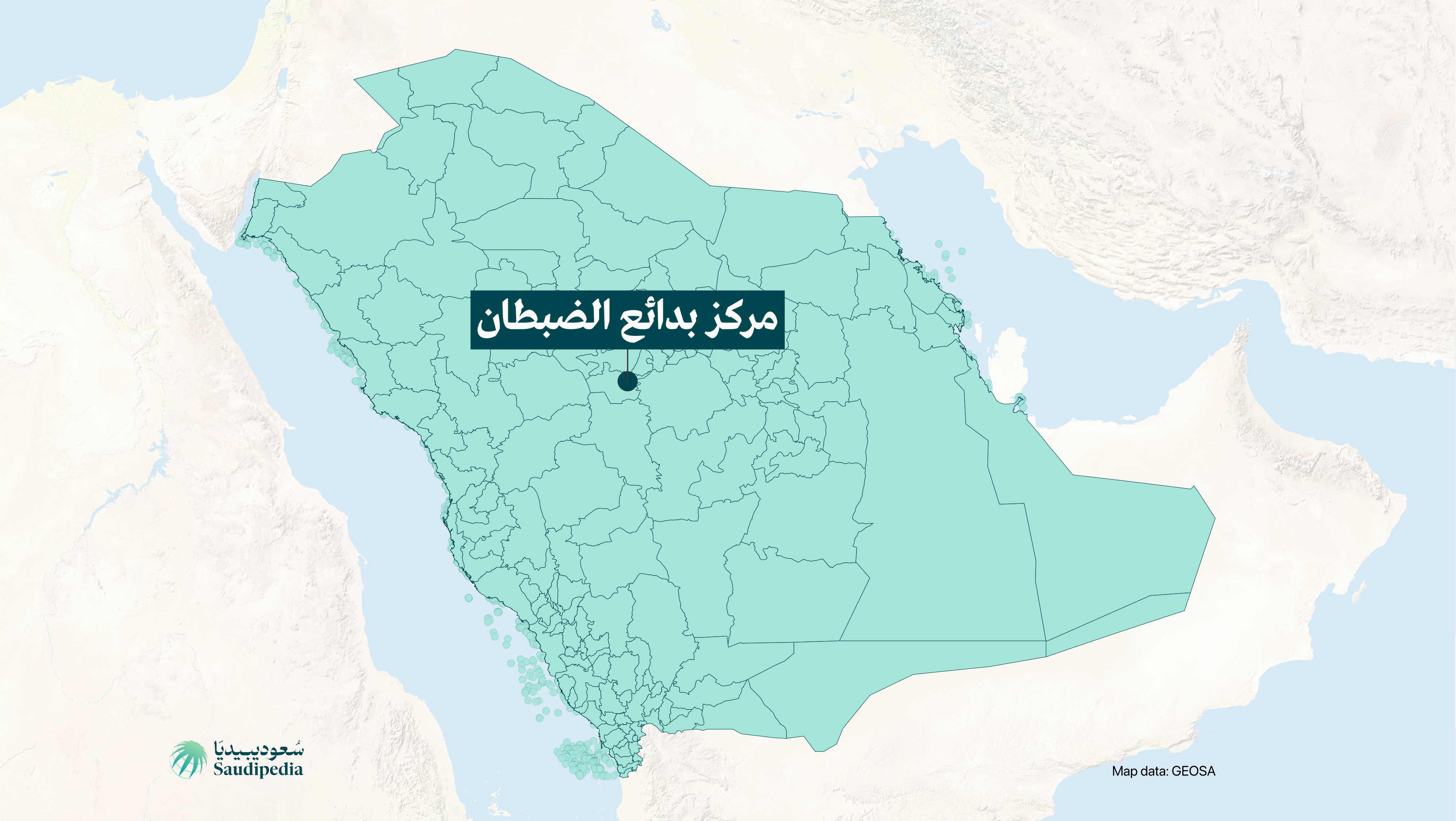 مركز بدائع الضبطان على خارطة السعودية
