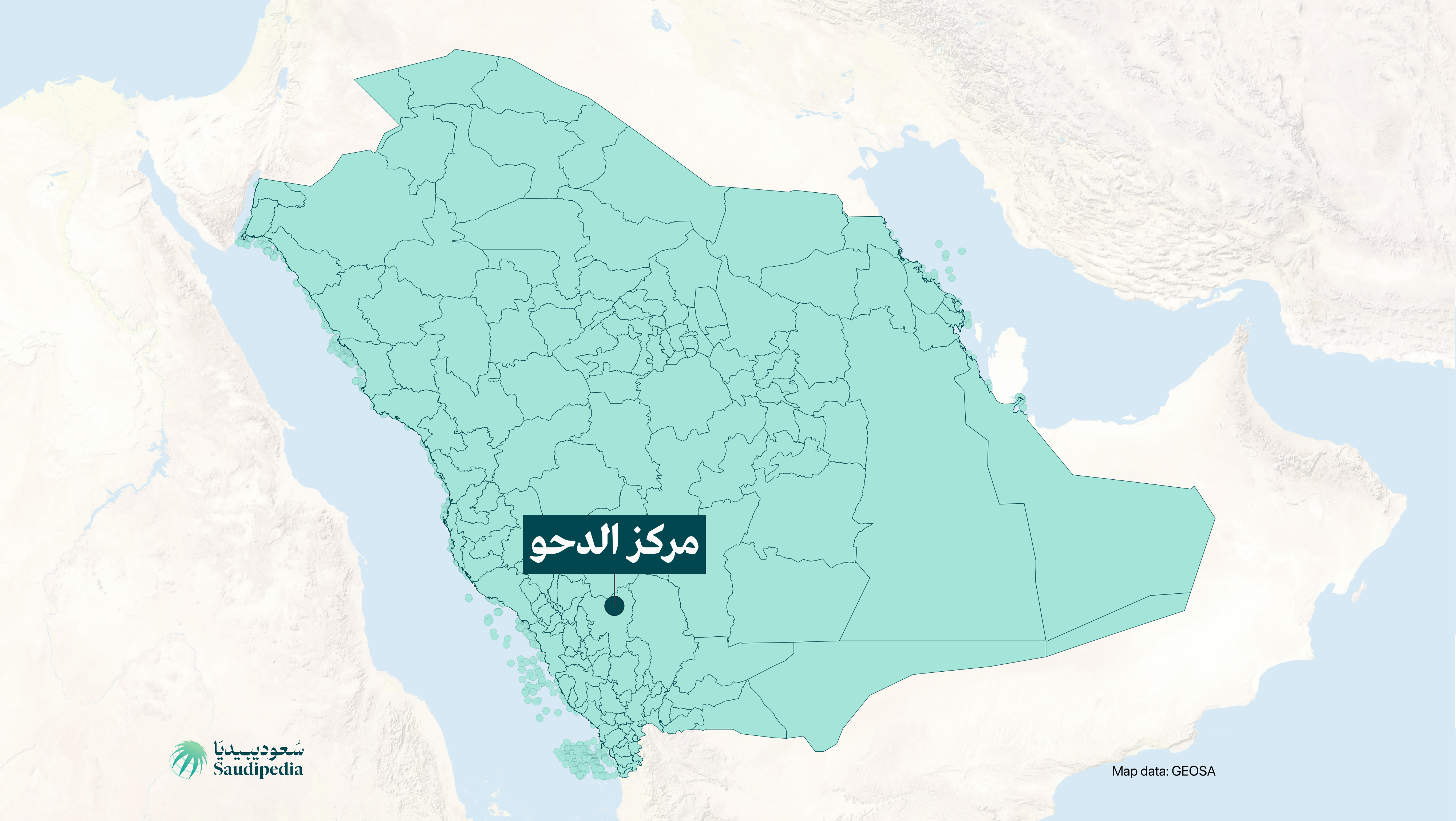 مركز الدحو على خارطة السعودية