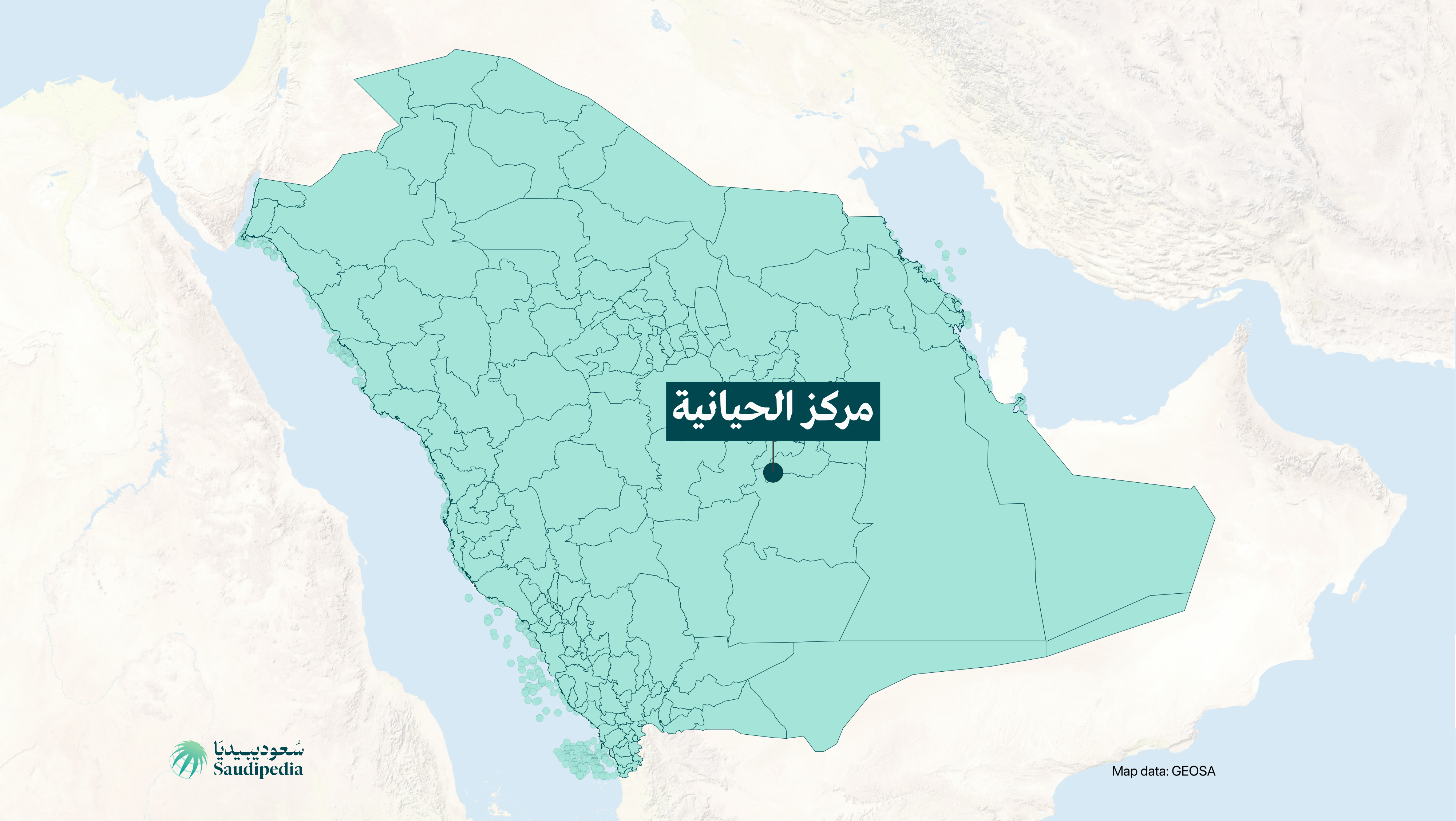 مركز الحيانية على خارطة السعودية