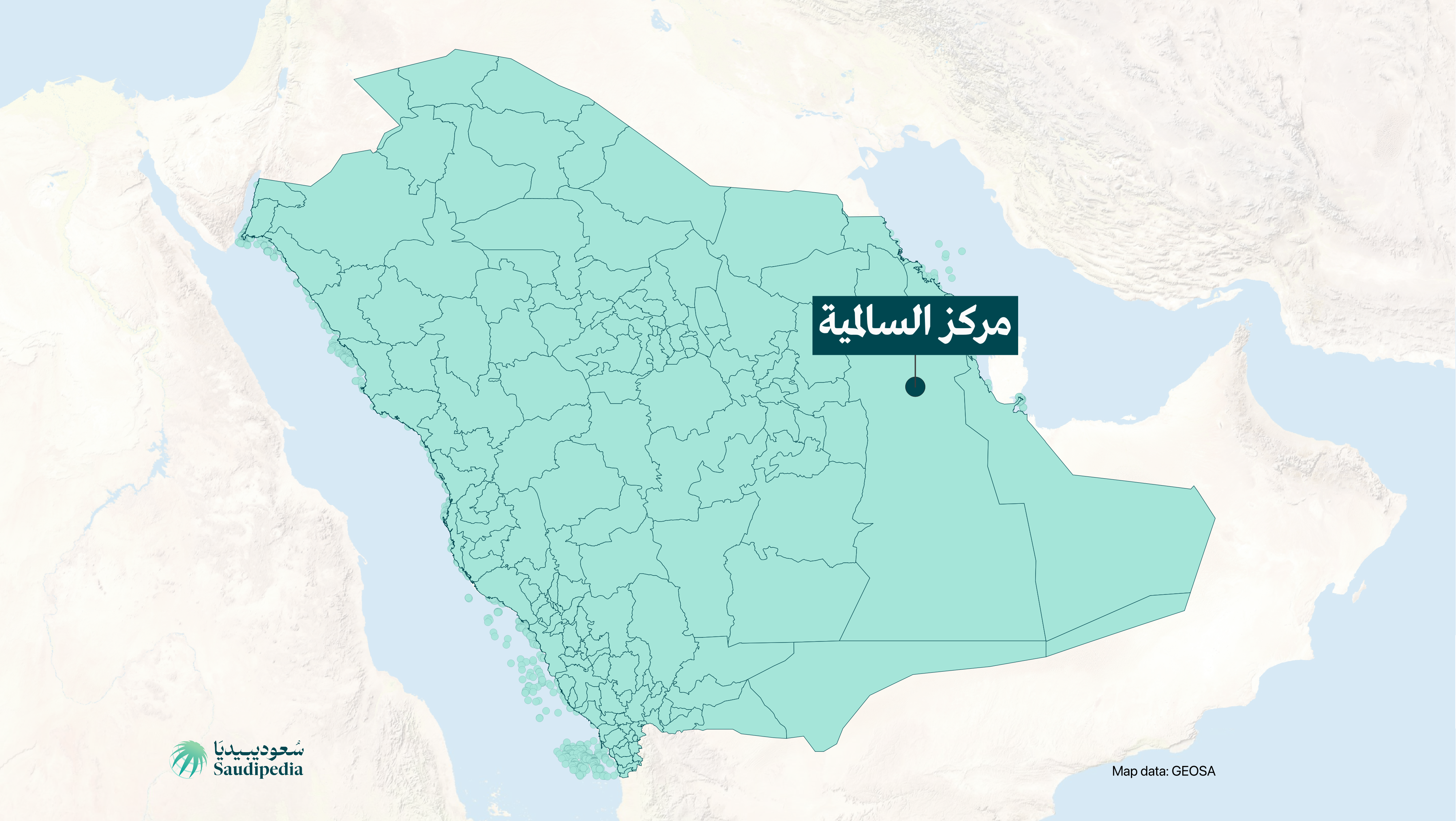 مركز السالمية على خارطة السعودية