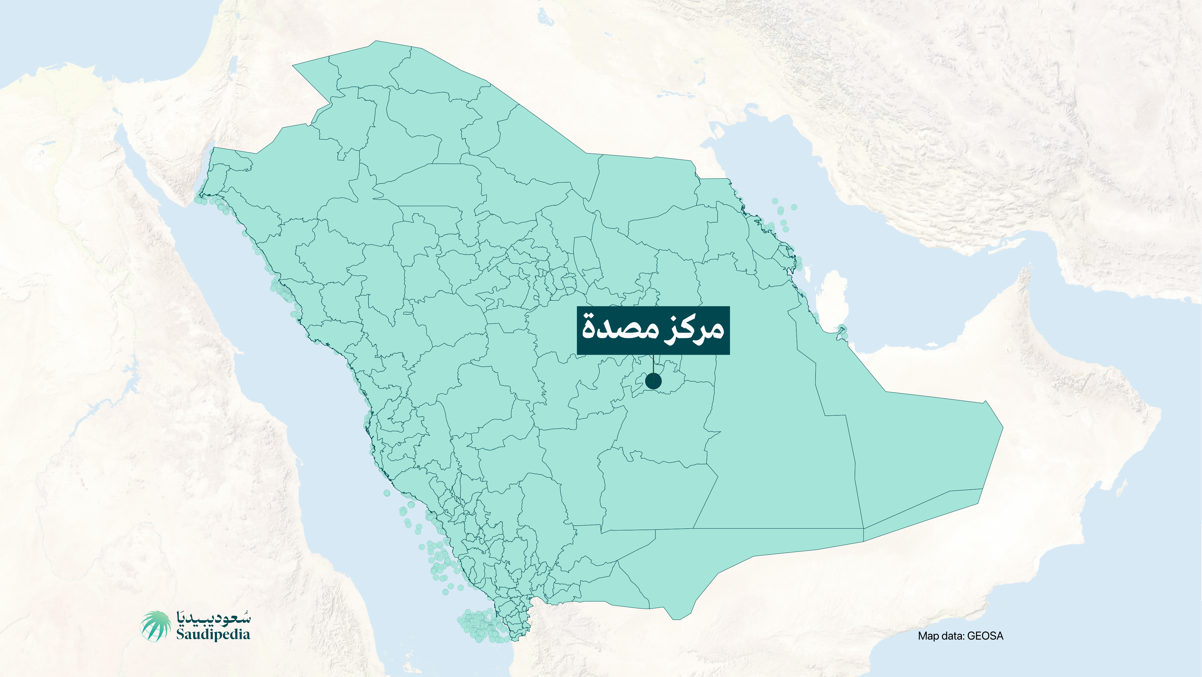 مركز مصدة على خارطة السعودية
