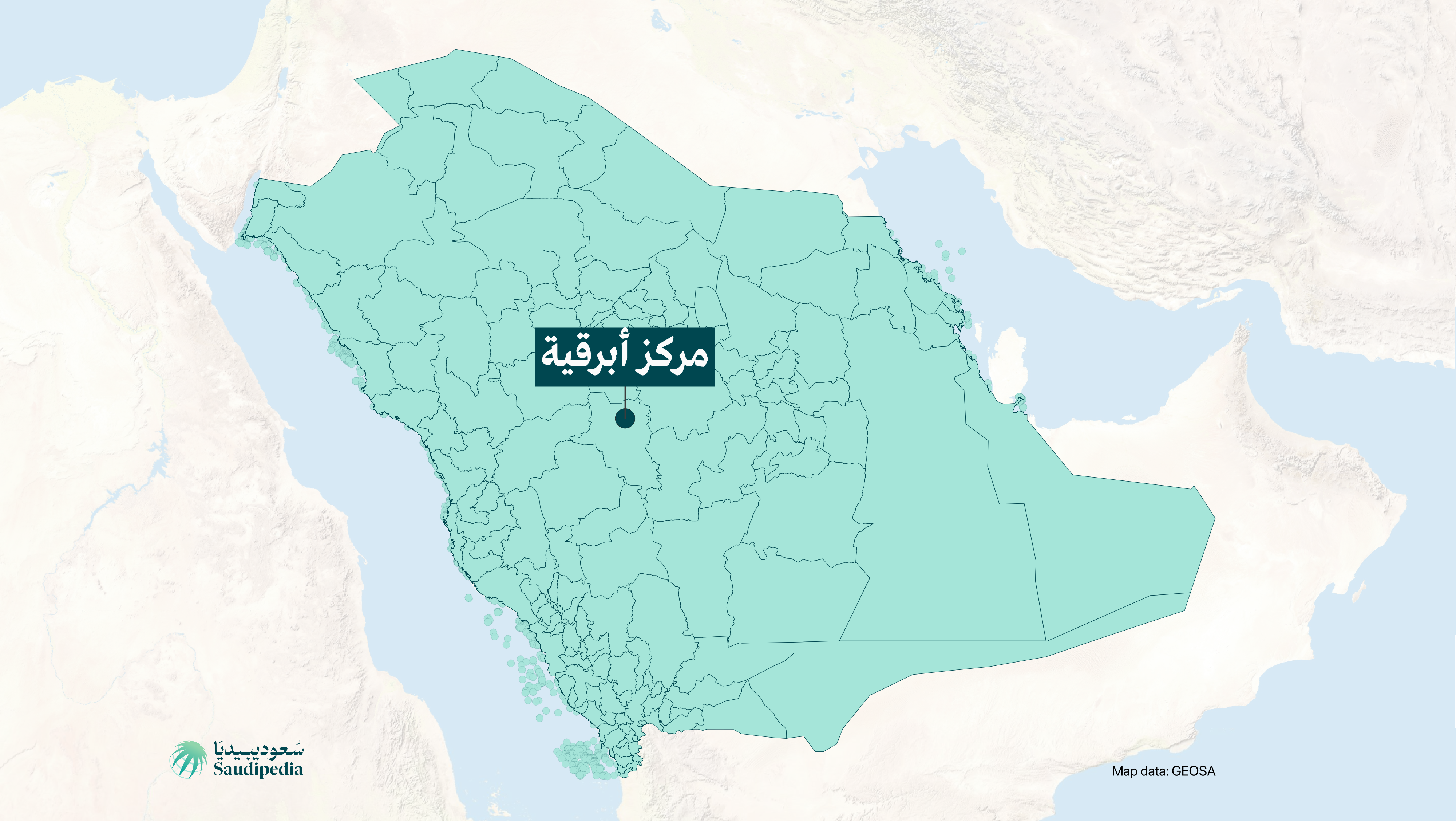 مركز أبرقية على خارطة السعودية