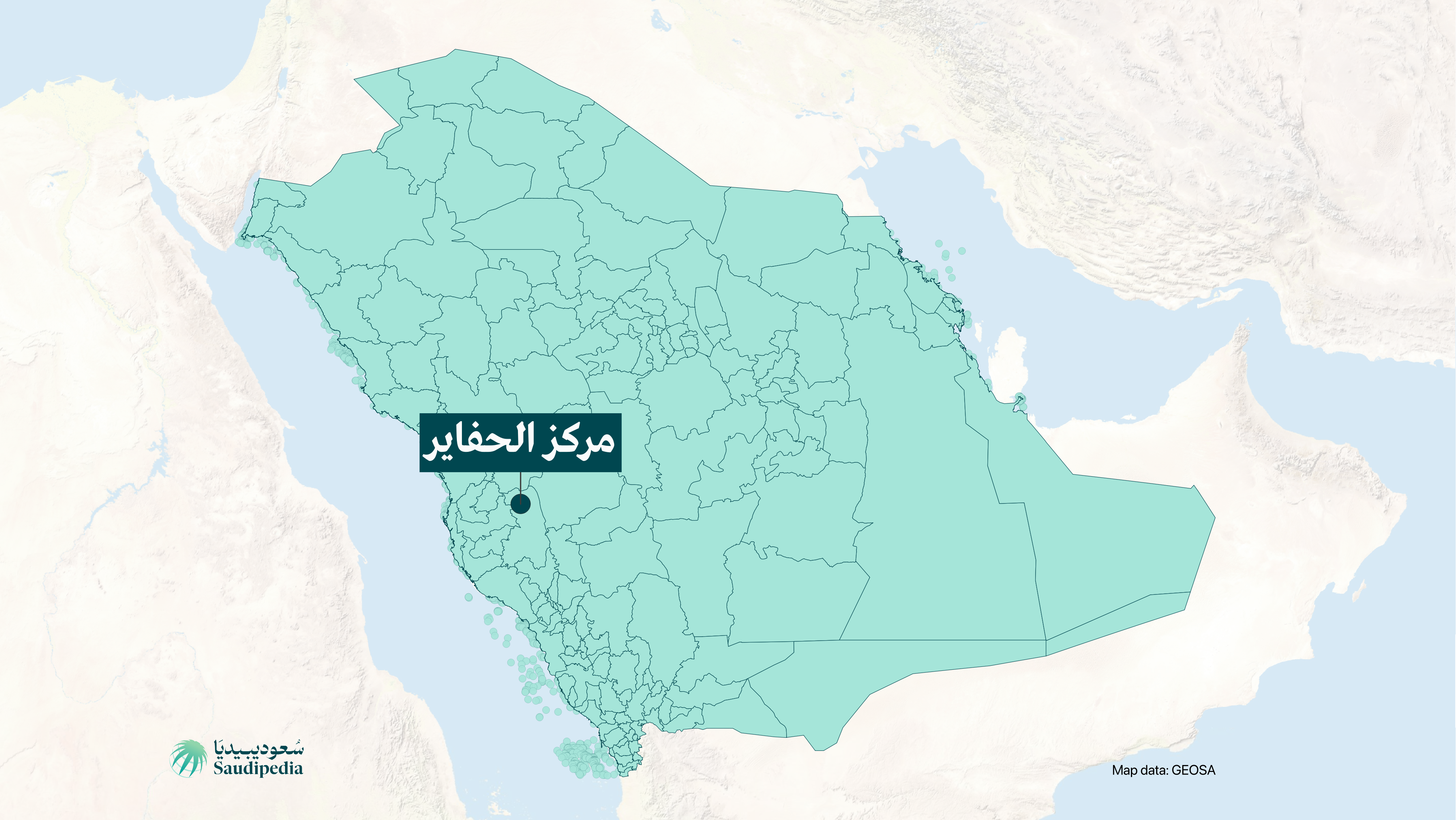 مركز الحفاير على خارطة السعودية