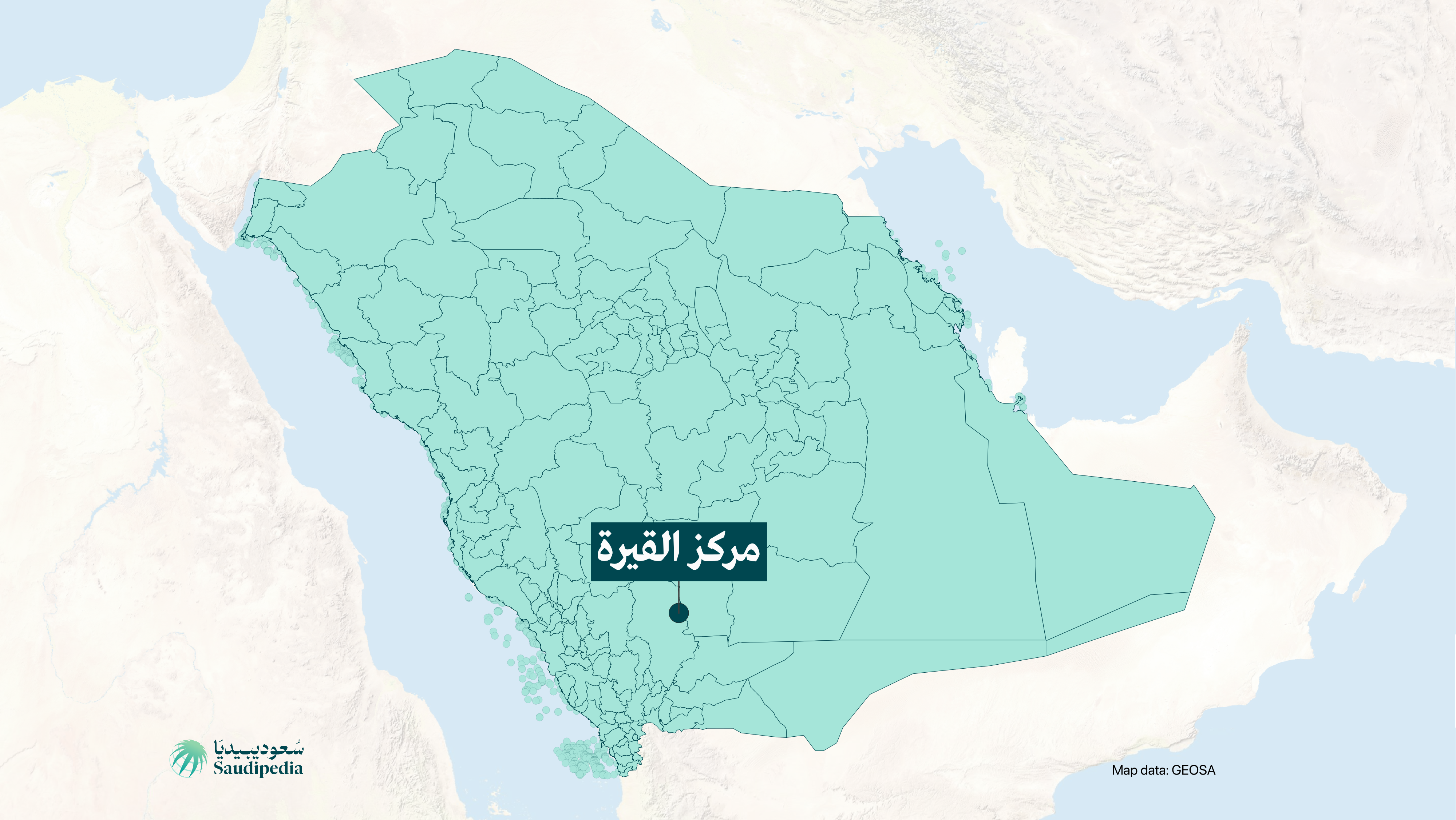 مركز القيرة على خارطة السعودية