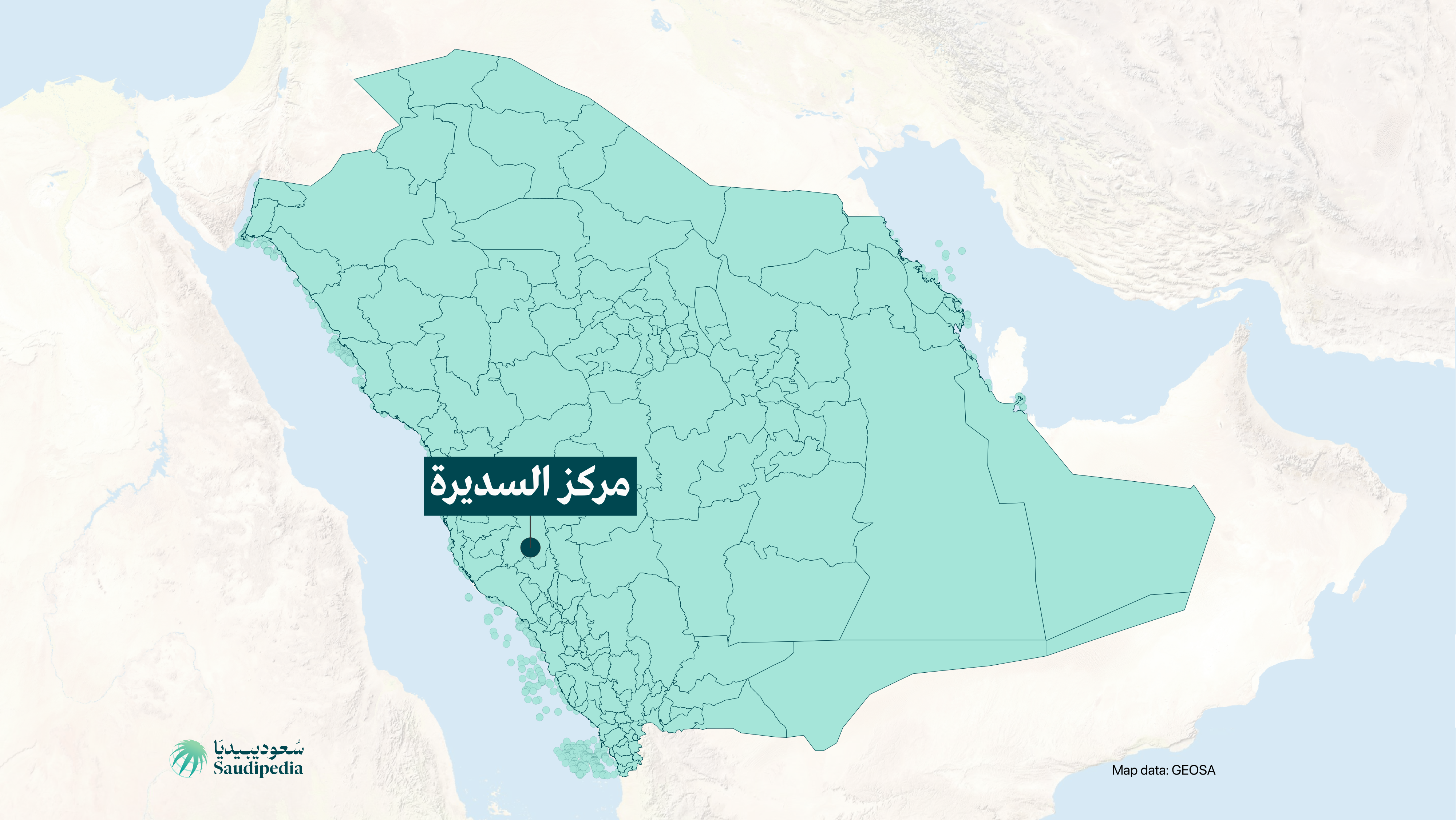 مركز السديرة على خارطة السعودية
