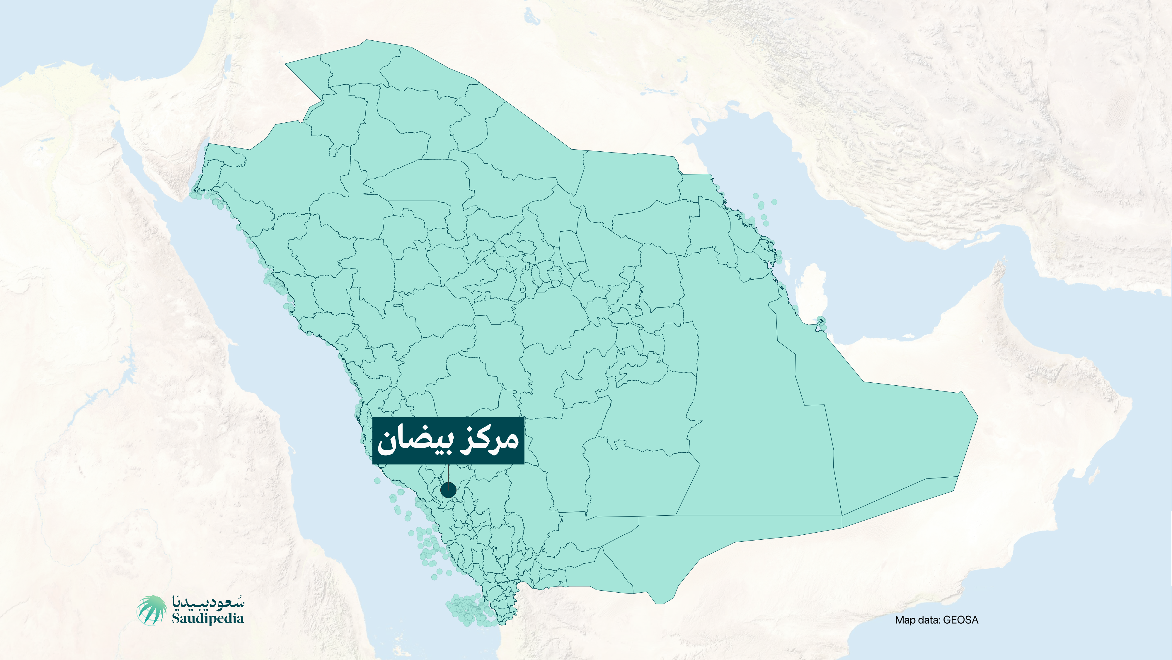مركز بيضان على خارطة السعودية