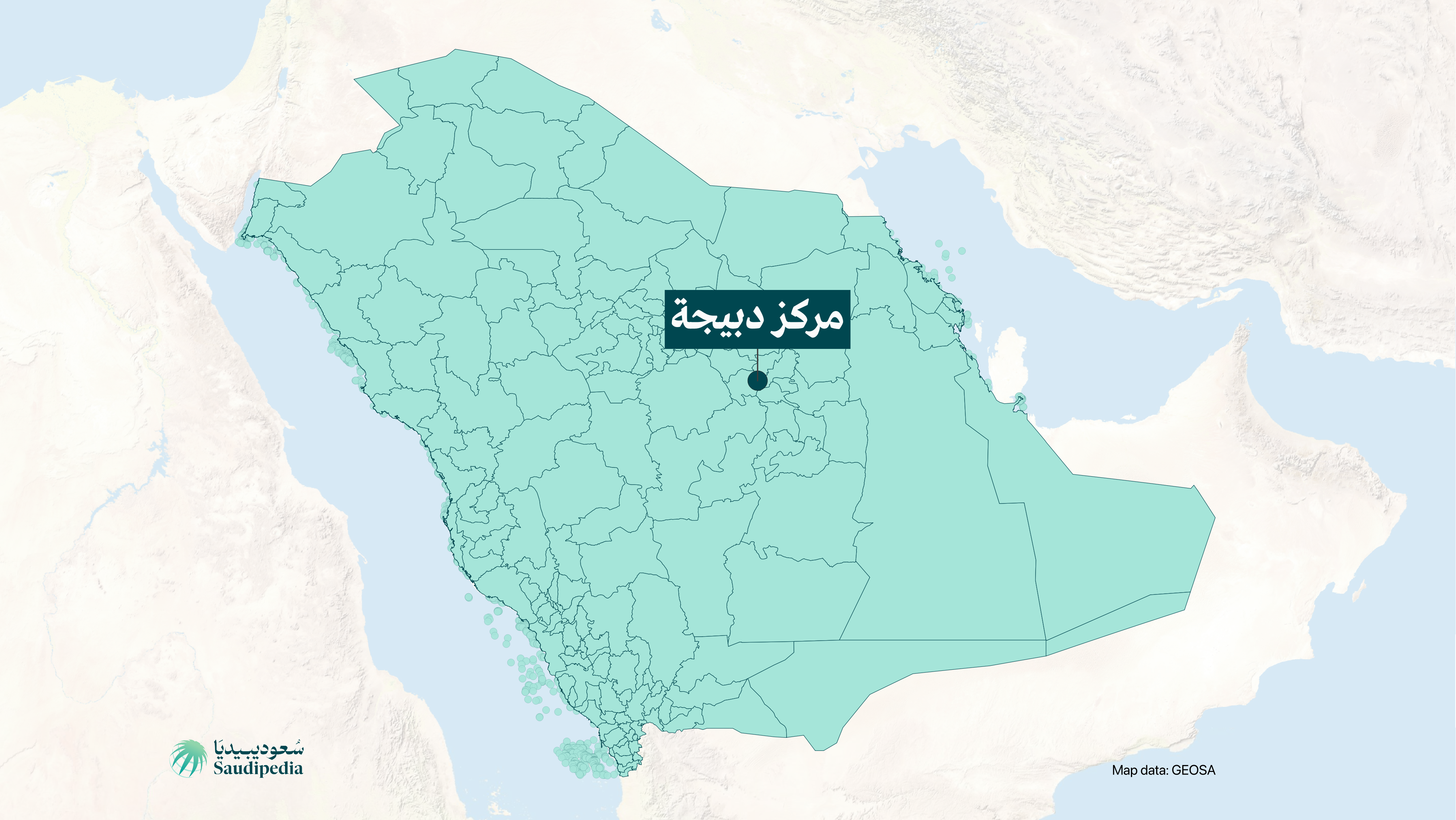 مركز دبيجة على خارطة السعودية