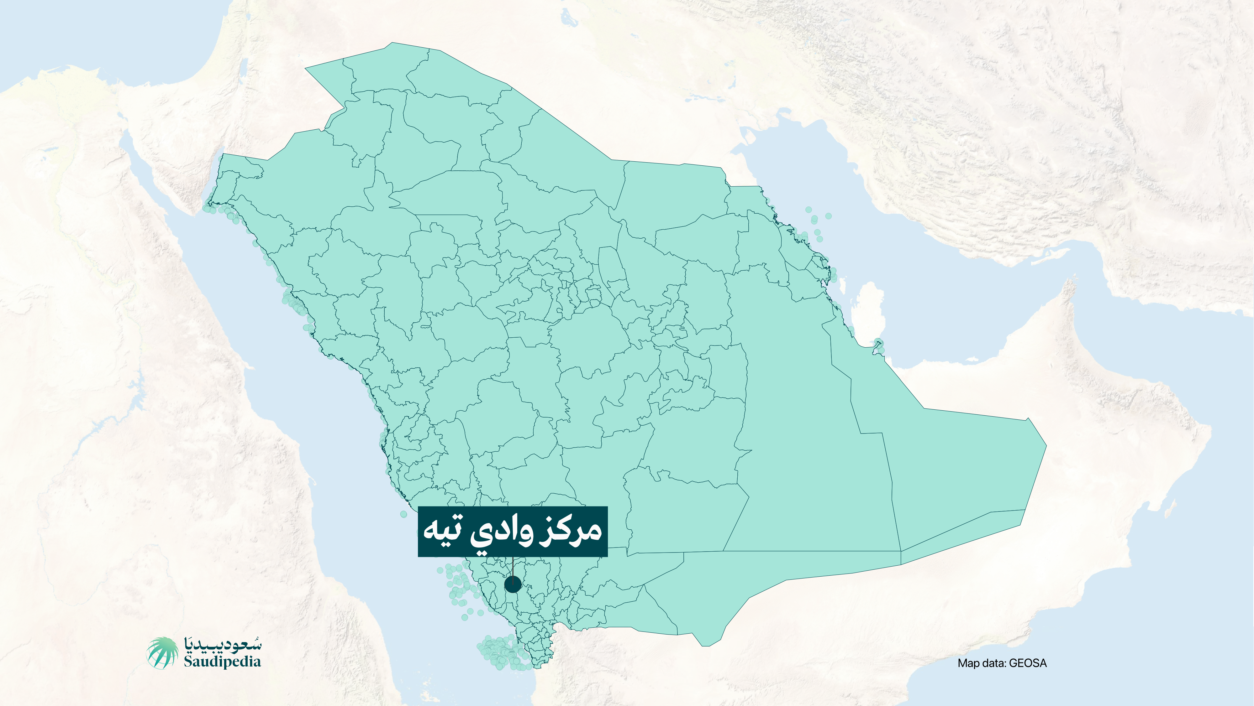 مركز وادي تيه على خارطة السعودية