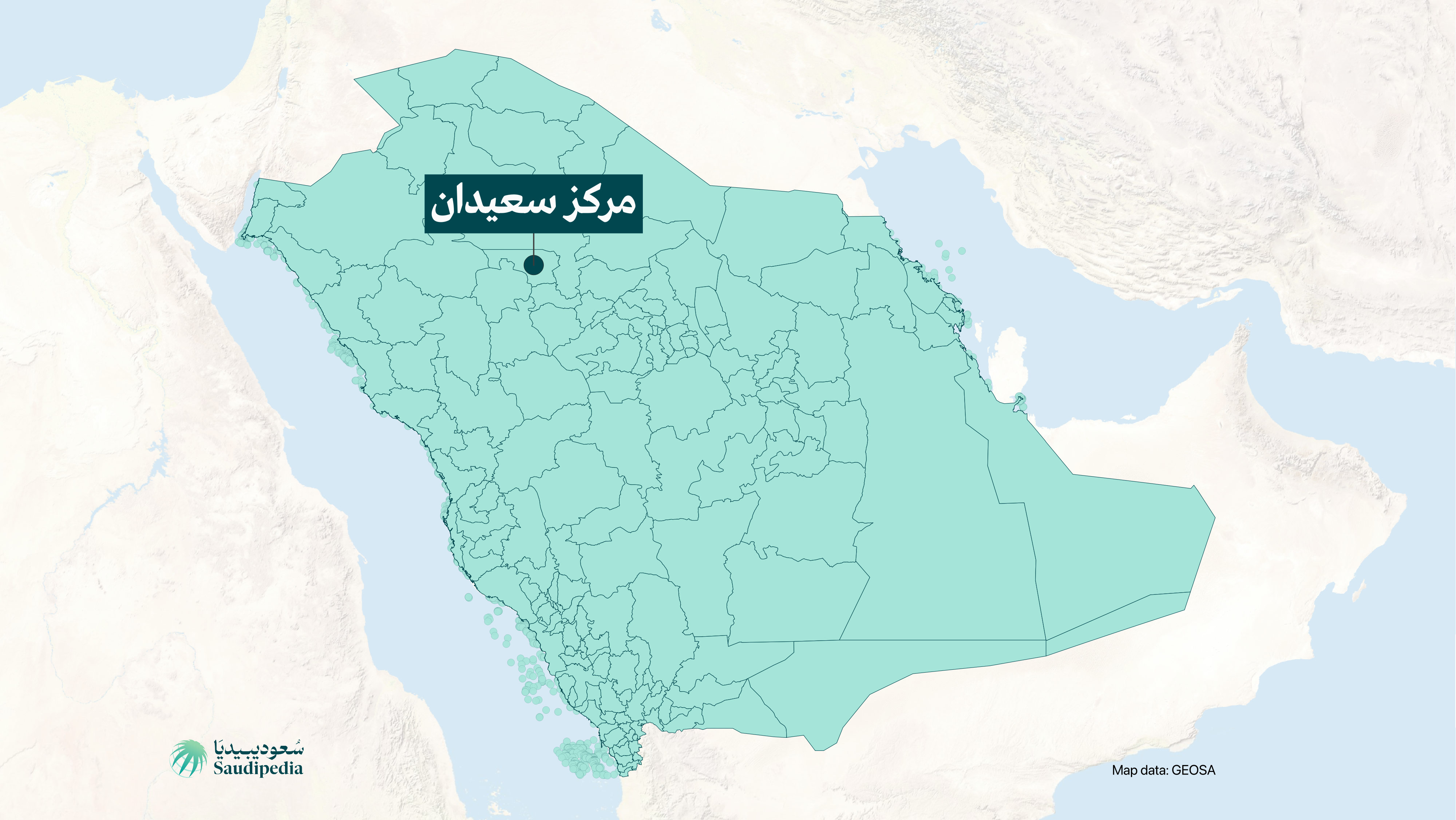 مركز سعيدان على خارطة السعودية