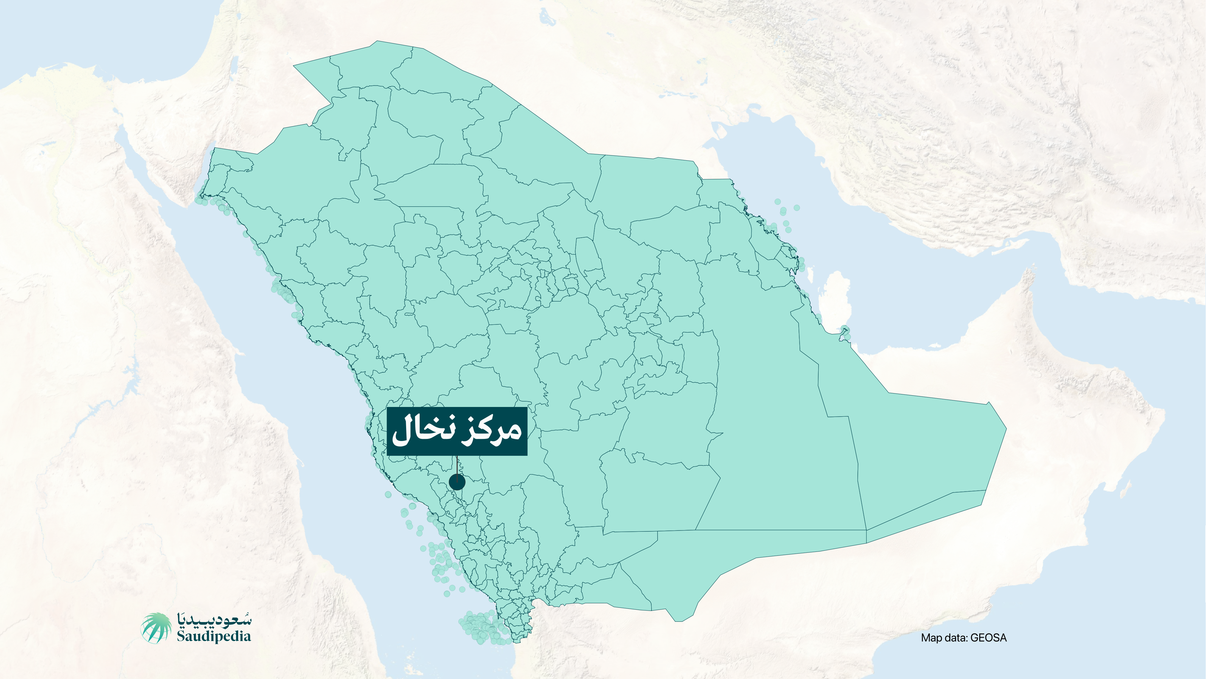 مركز نخال على خارطة السعودية