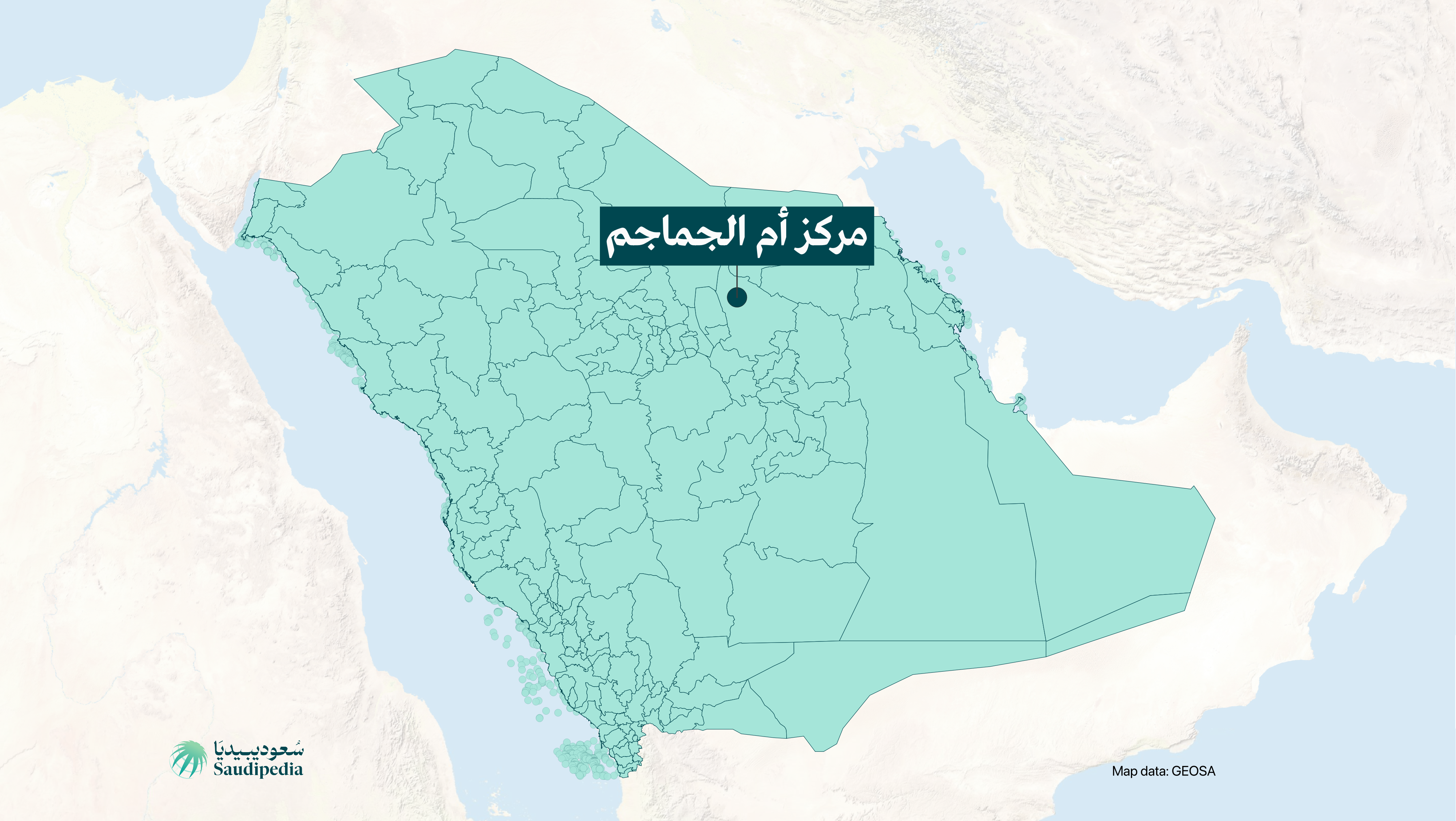 مركز أم الجماجم على خارطة السعودية
