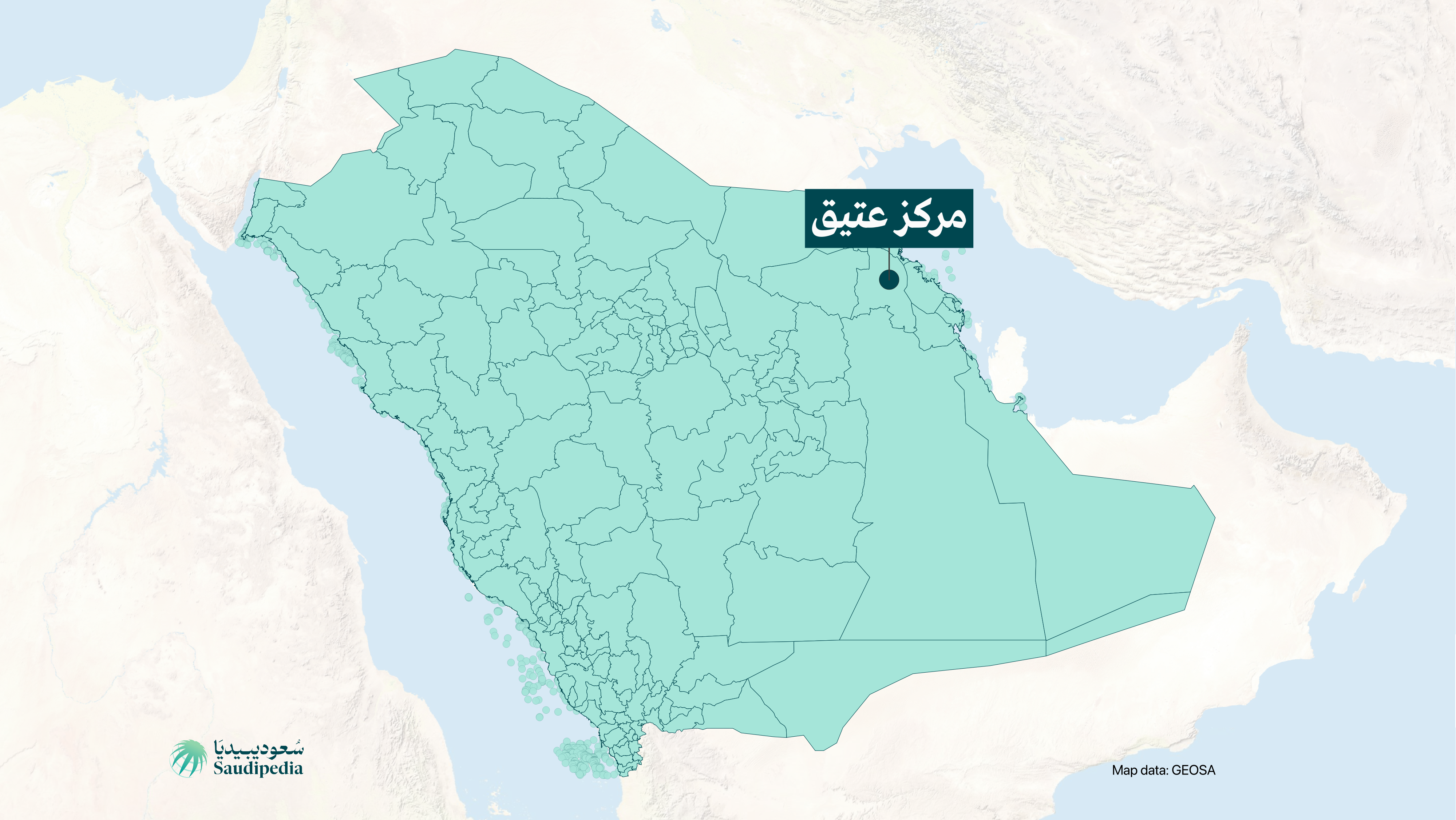 مركز عتيق على خارطة السعودية