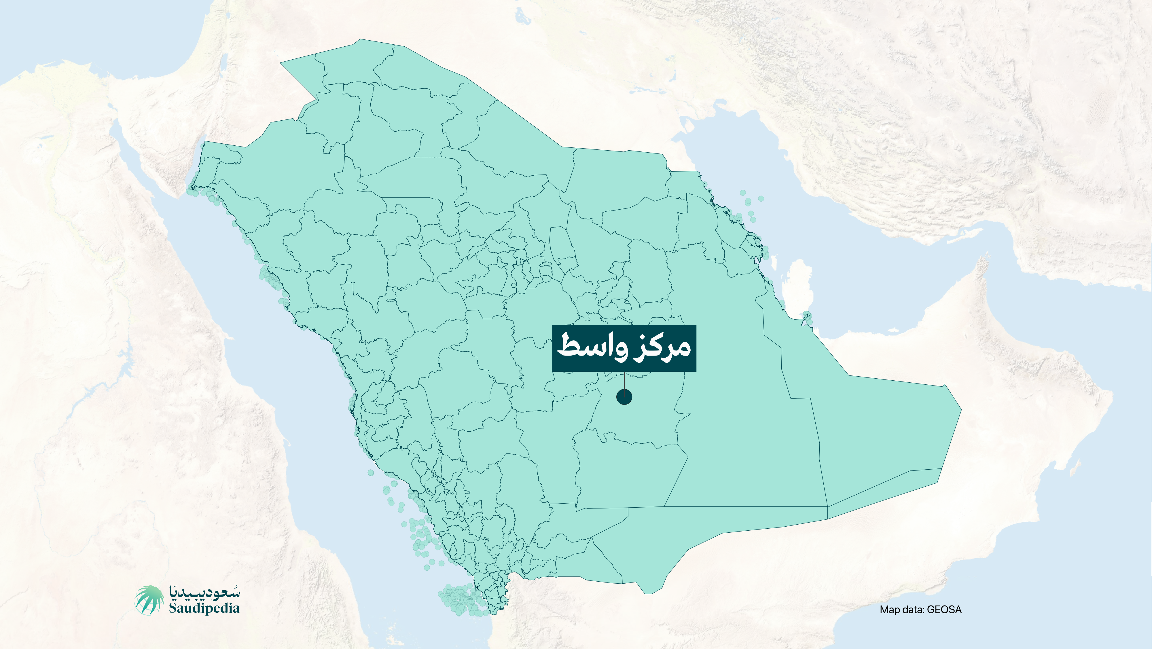 مركز واسط على خارطة السعودية
