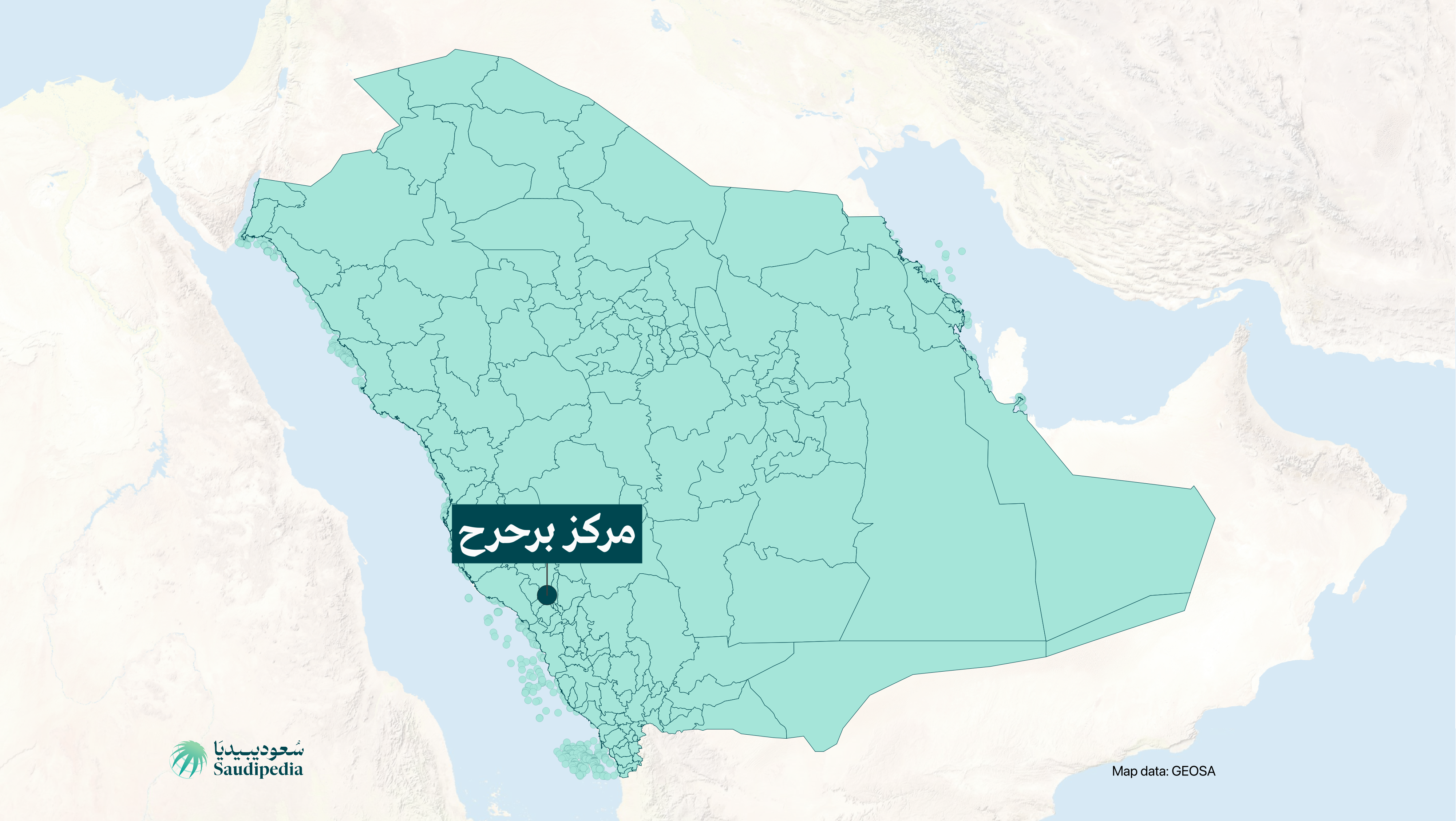 مركز برحرح على خارطة السعودية