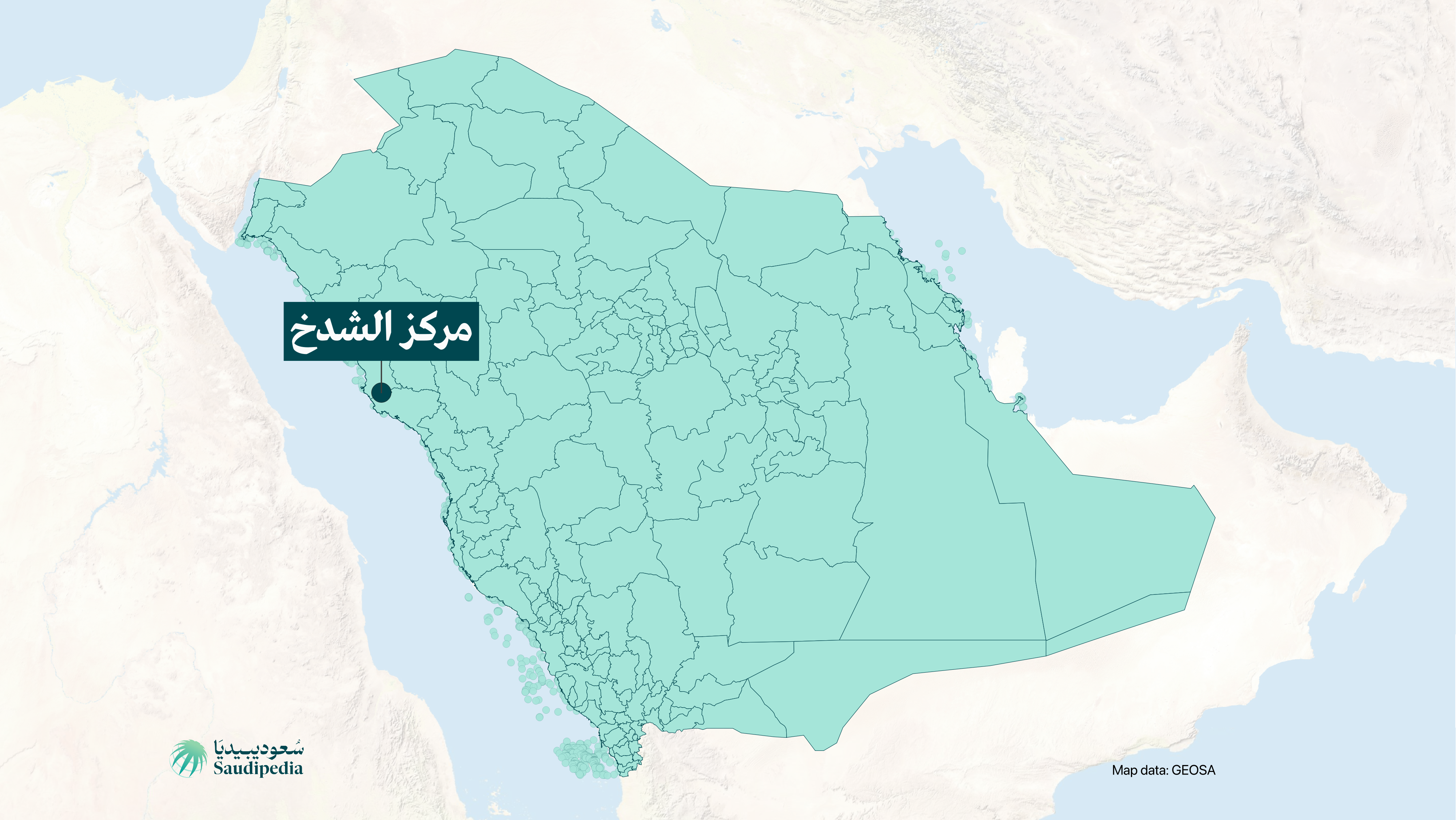 مركز الشدخ على خارطة السعودية
