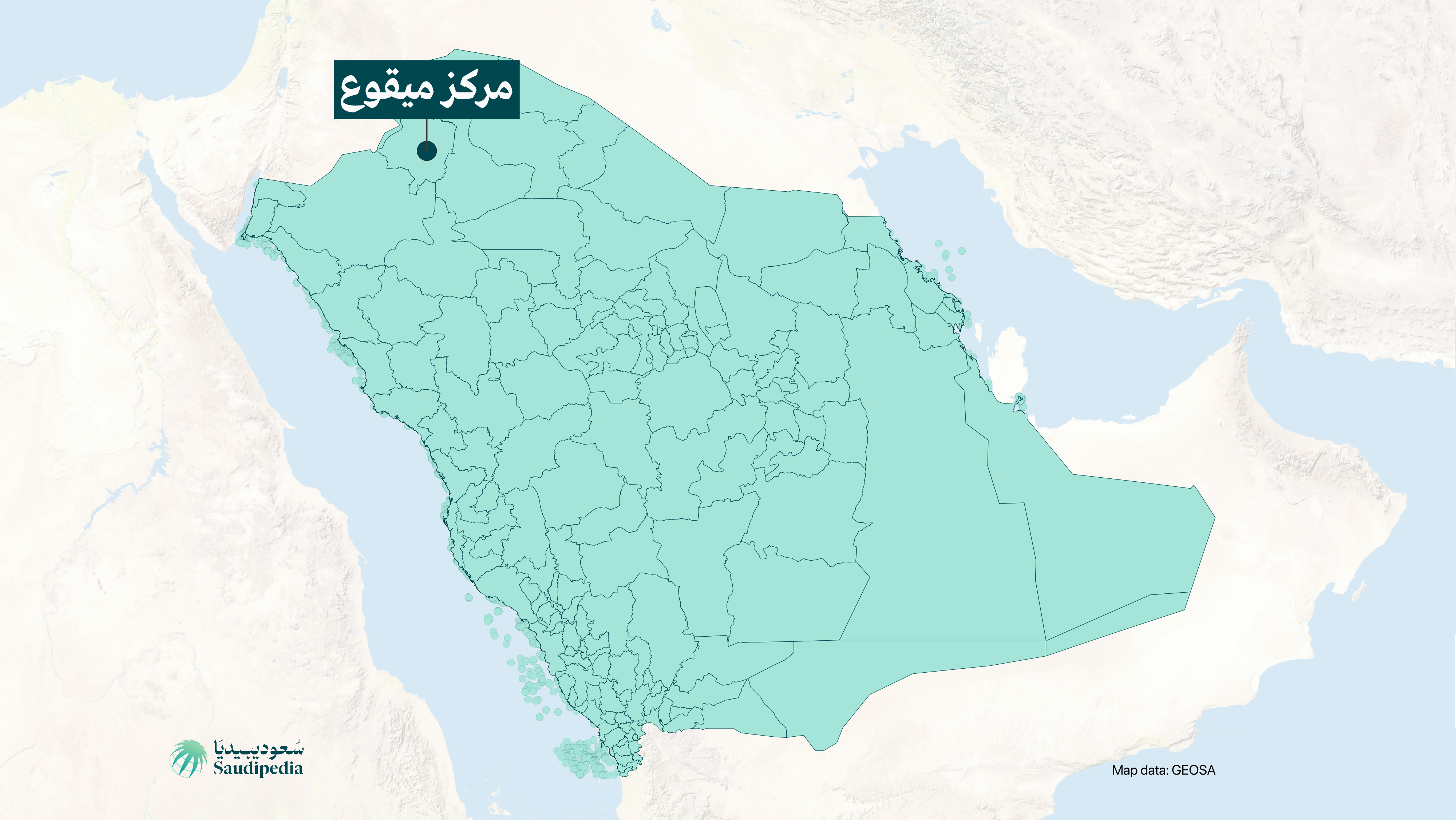 مركز ميقوع على خارطة السعودية