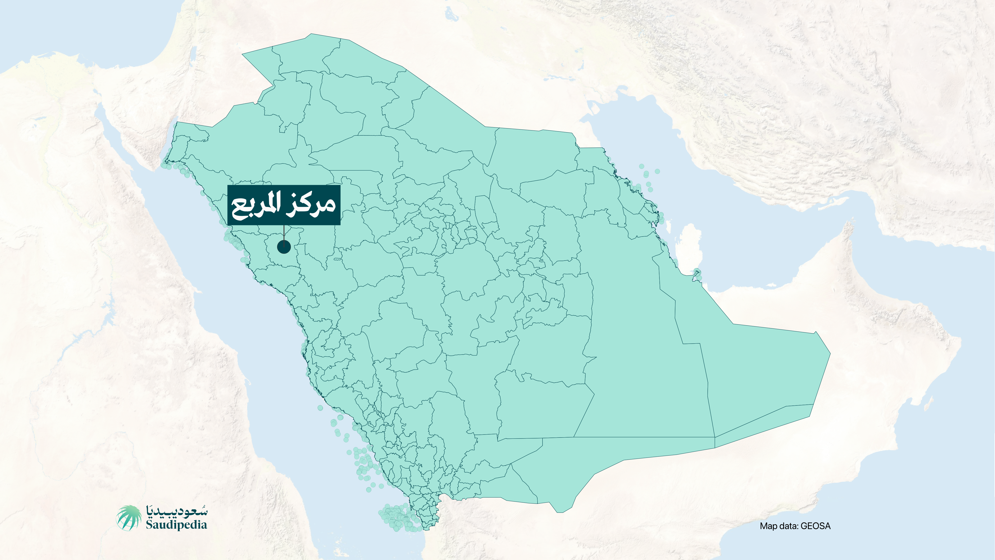 مركز المربع على خارطة السعودية