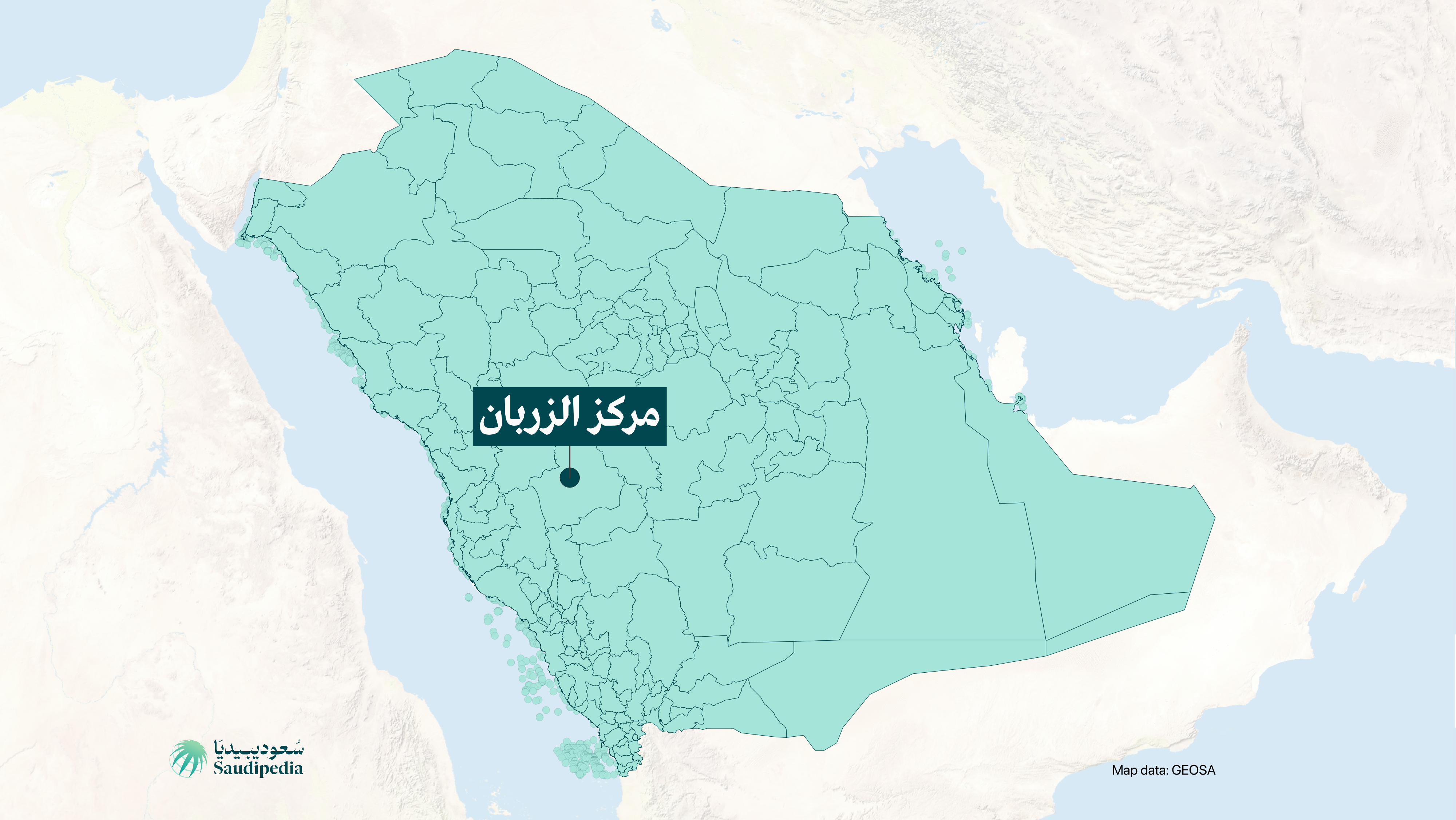 مركز الزربان على خارطة السعودية