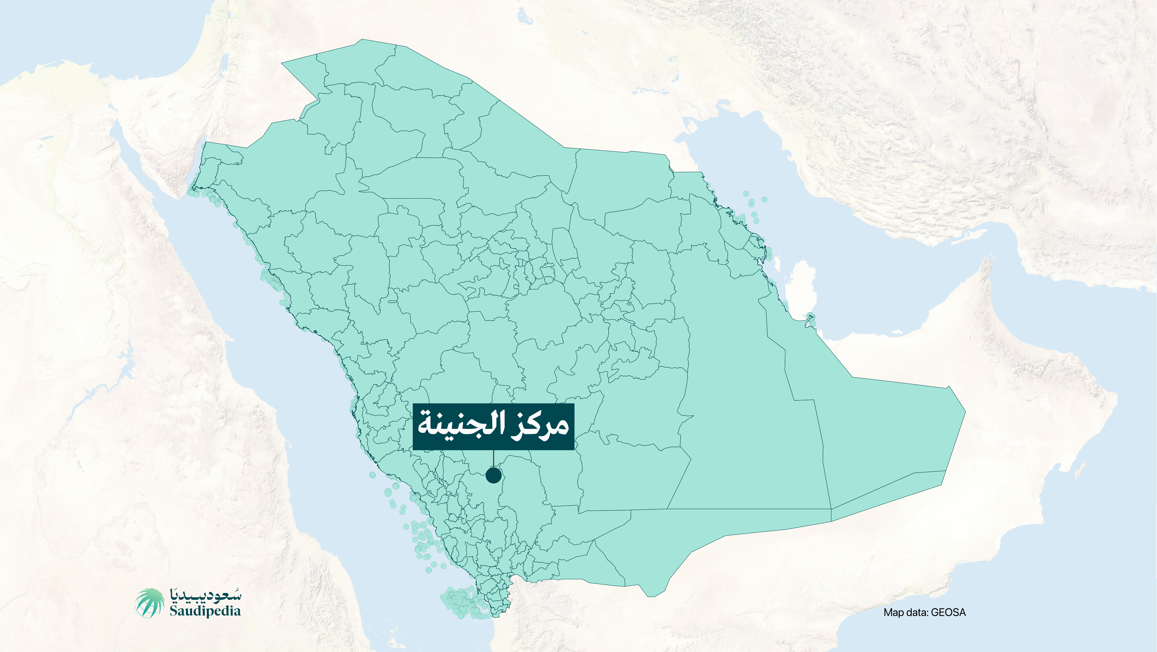 مركز الجنينة على خارطة السعودية