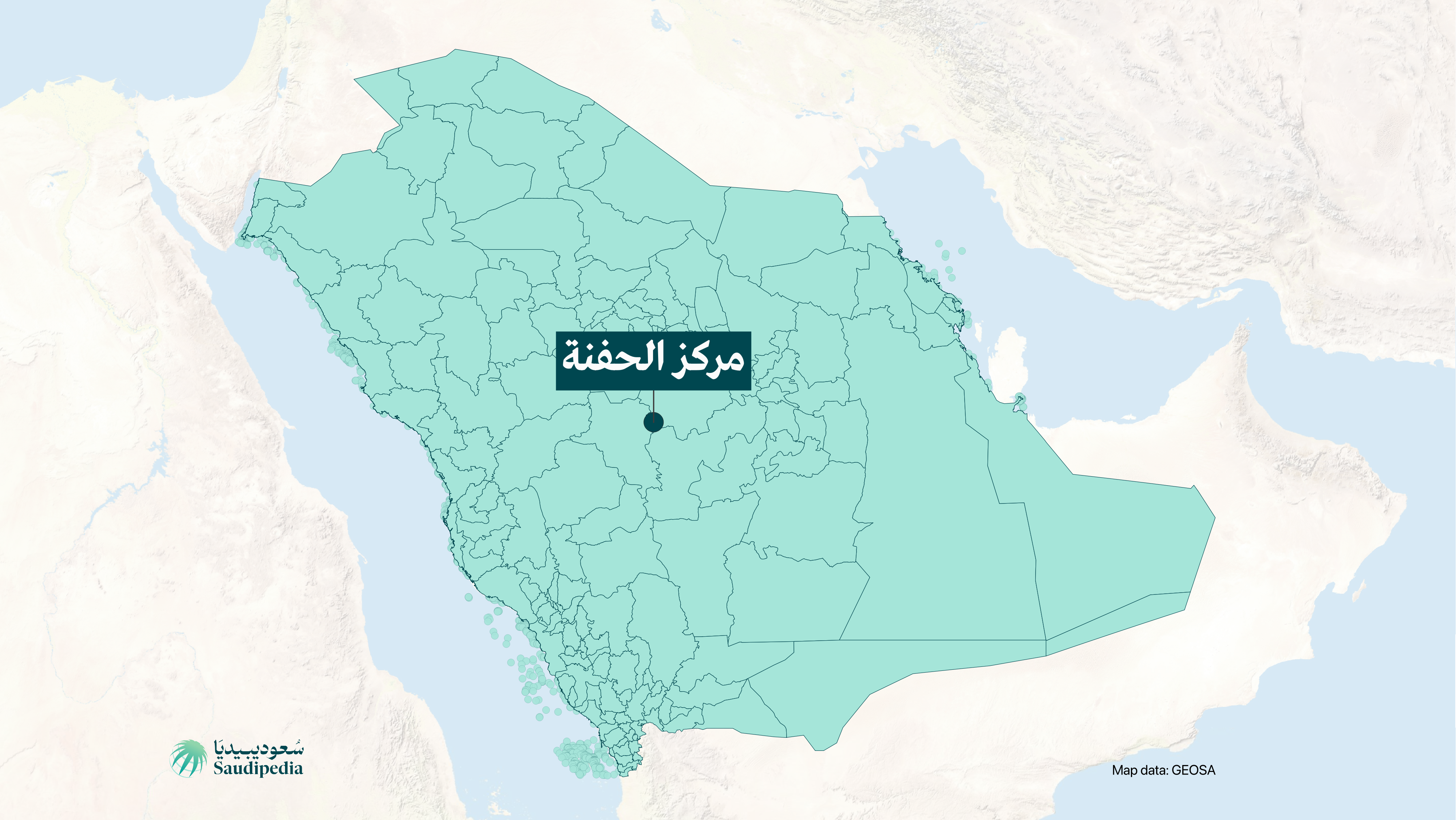 مركز الحفنة على خارطة السعودية